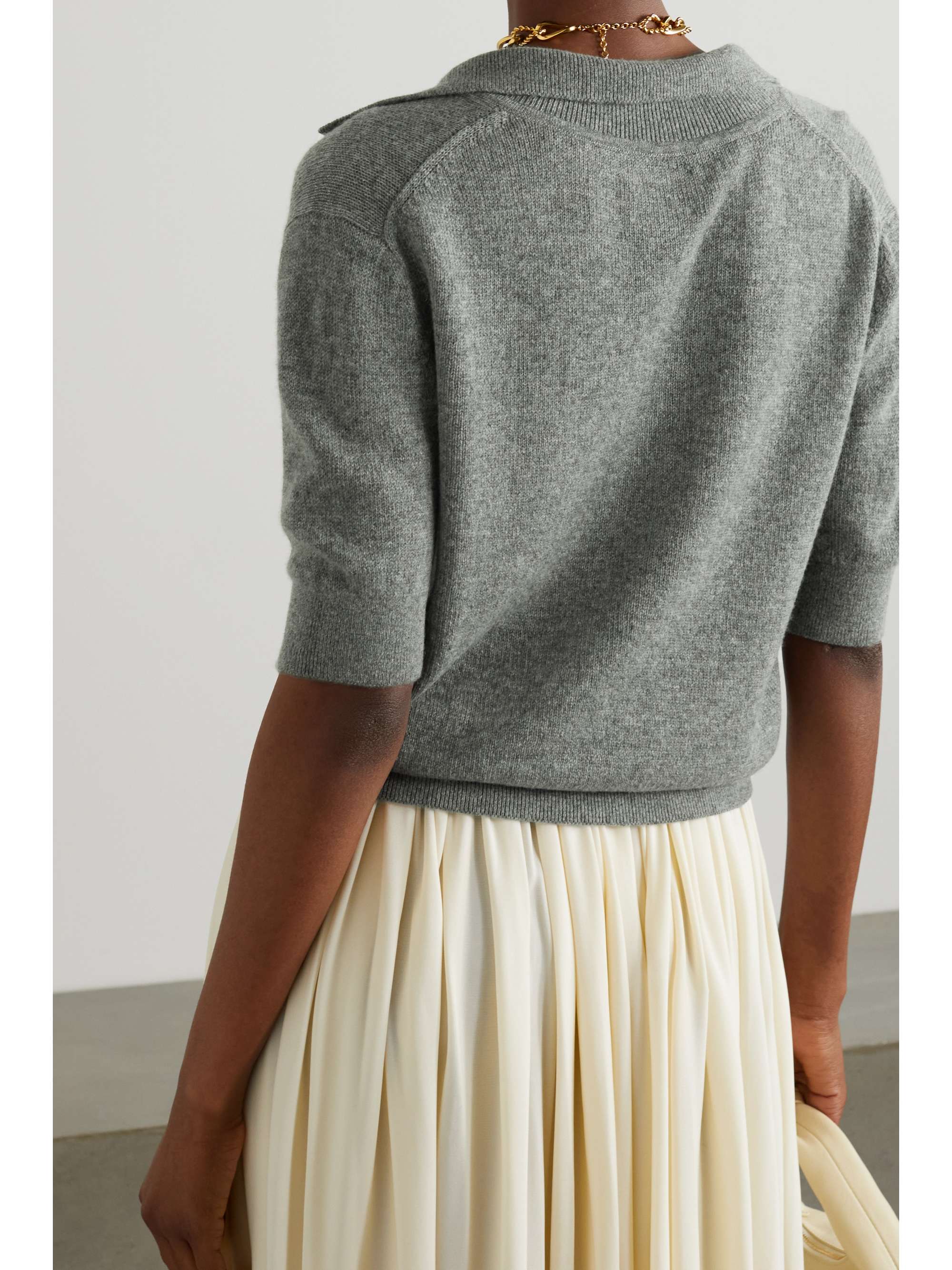 KHAITE Shrunken Jo cashmere-blend polo shirt