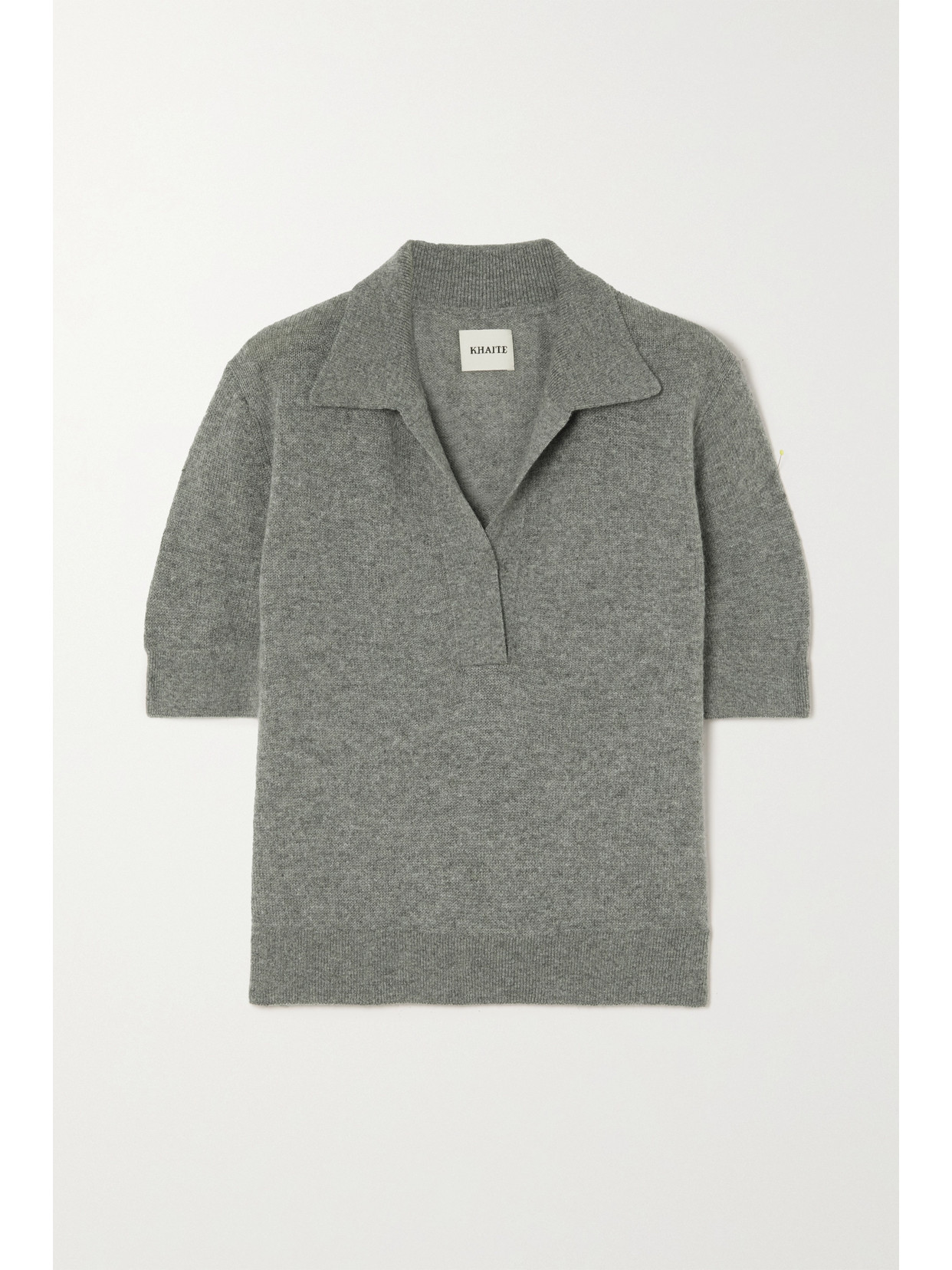 Khaite Shrunken Jo Cashmere-blend Polo Shirt In Gray