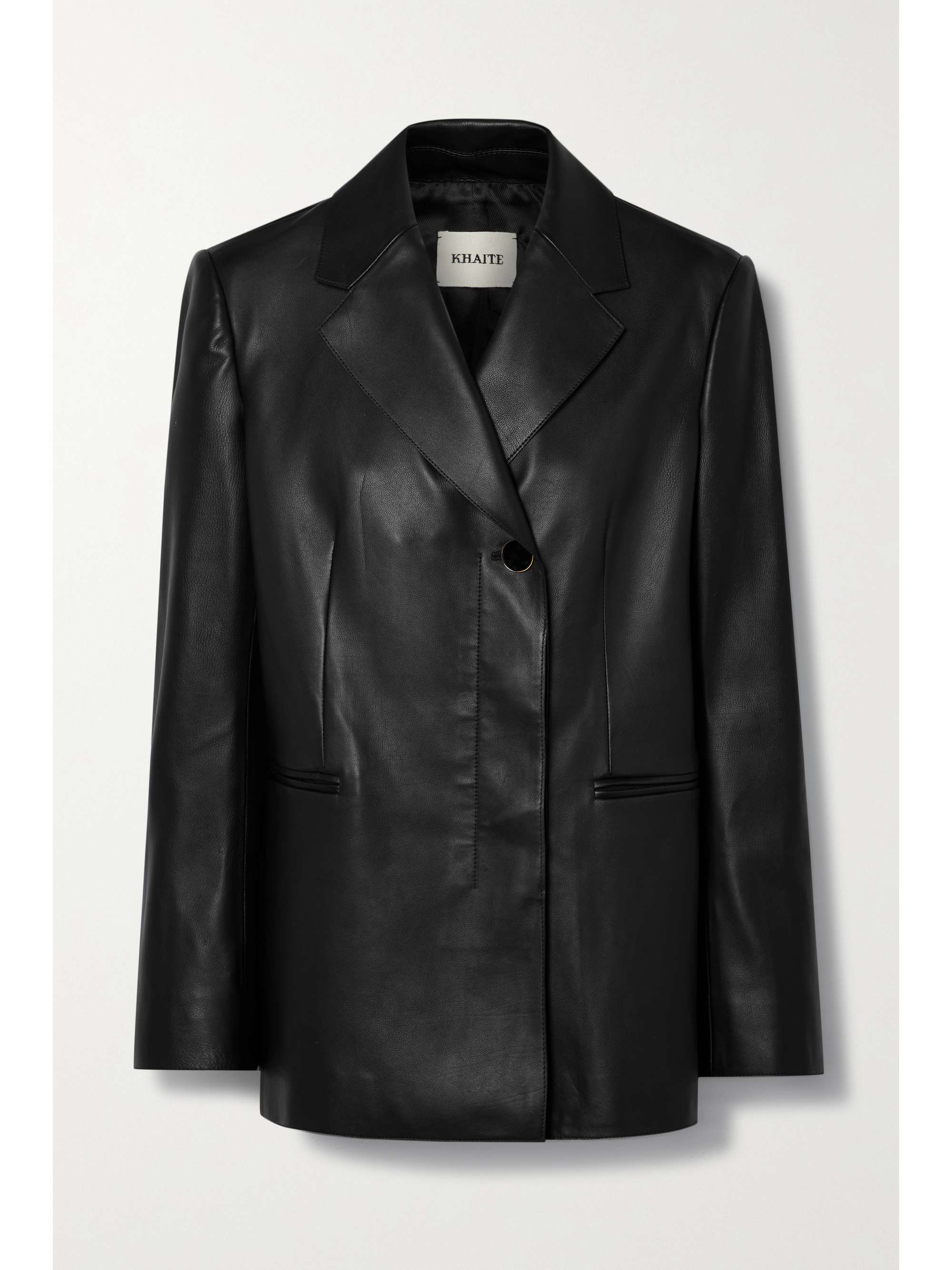 white leather blazer