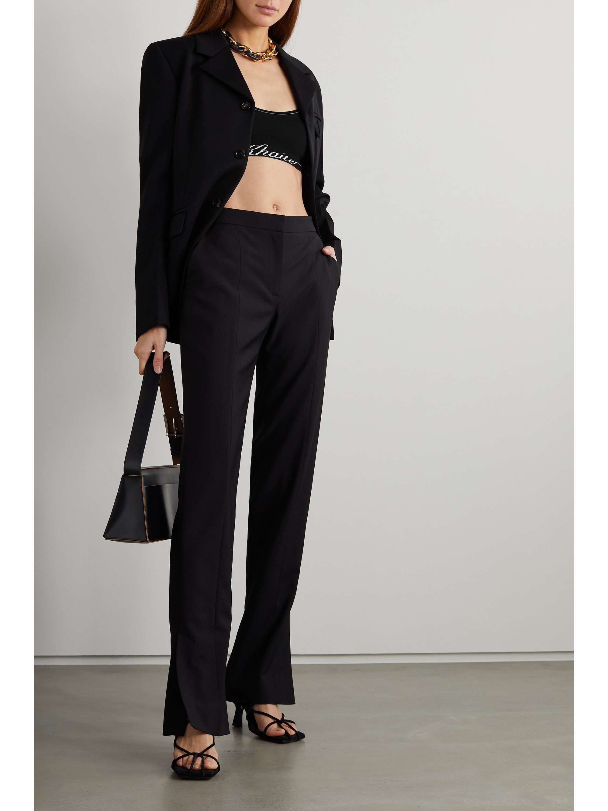 Black Carmelo intarsia ribbed-knit 