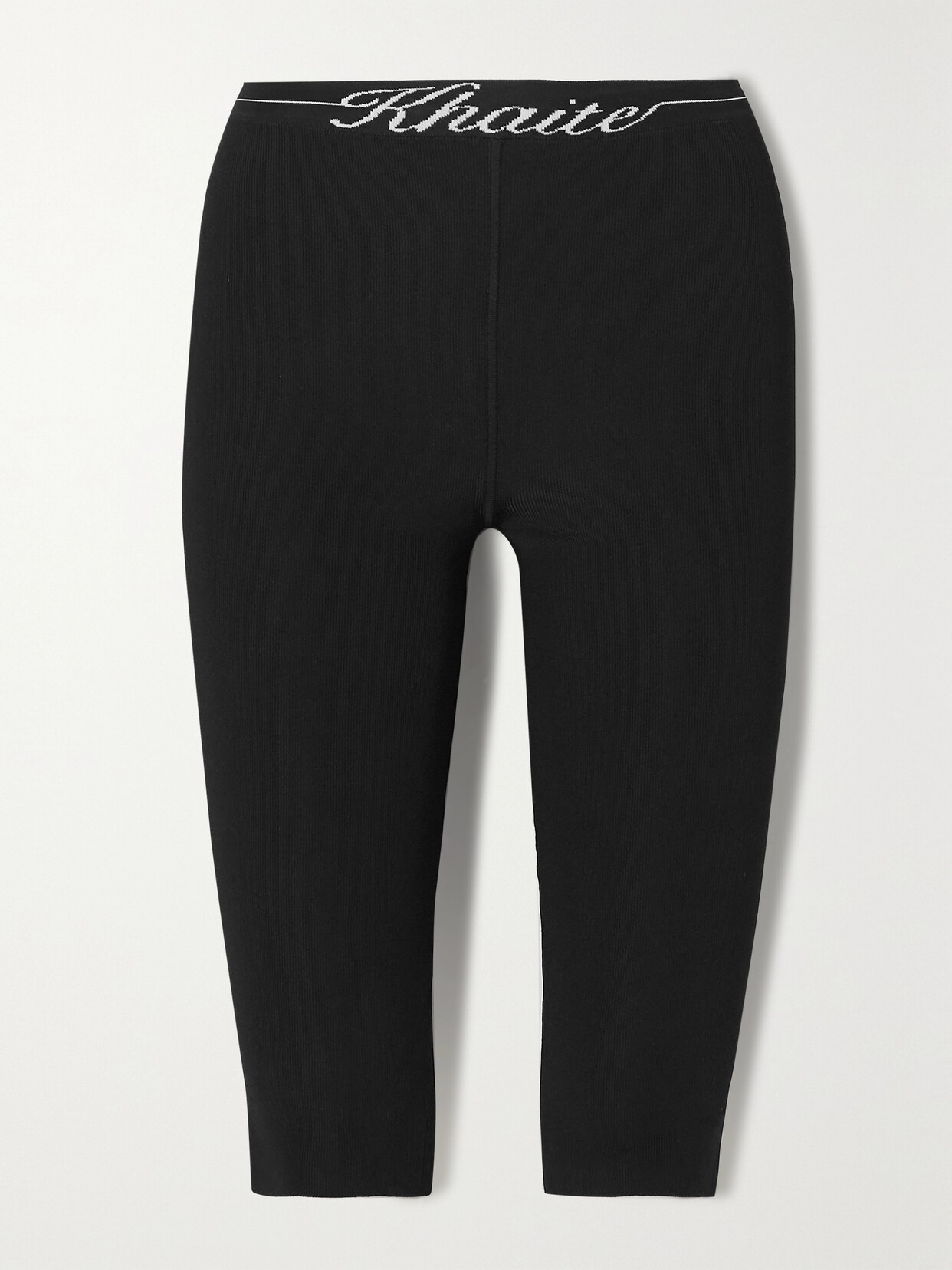 Khaite Harden Intarsia Ribbed Stretch-jersey Shorts - Black