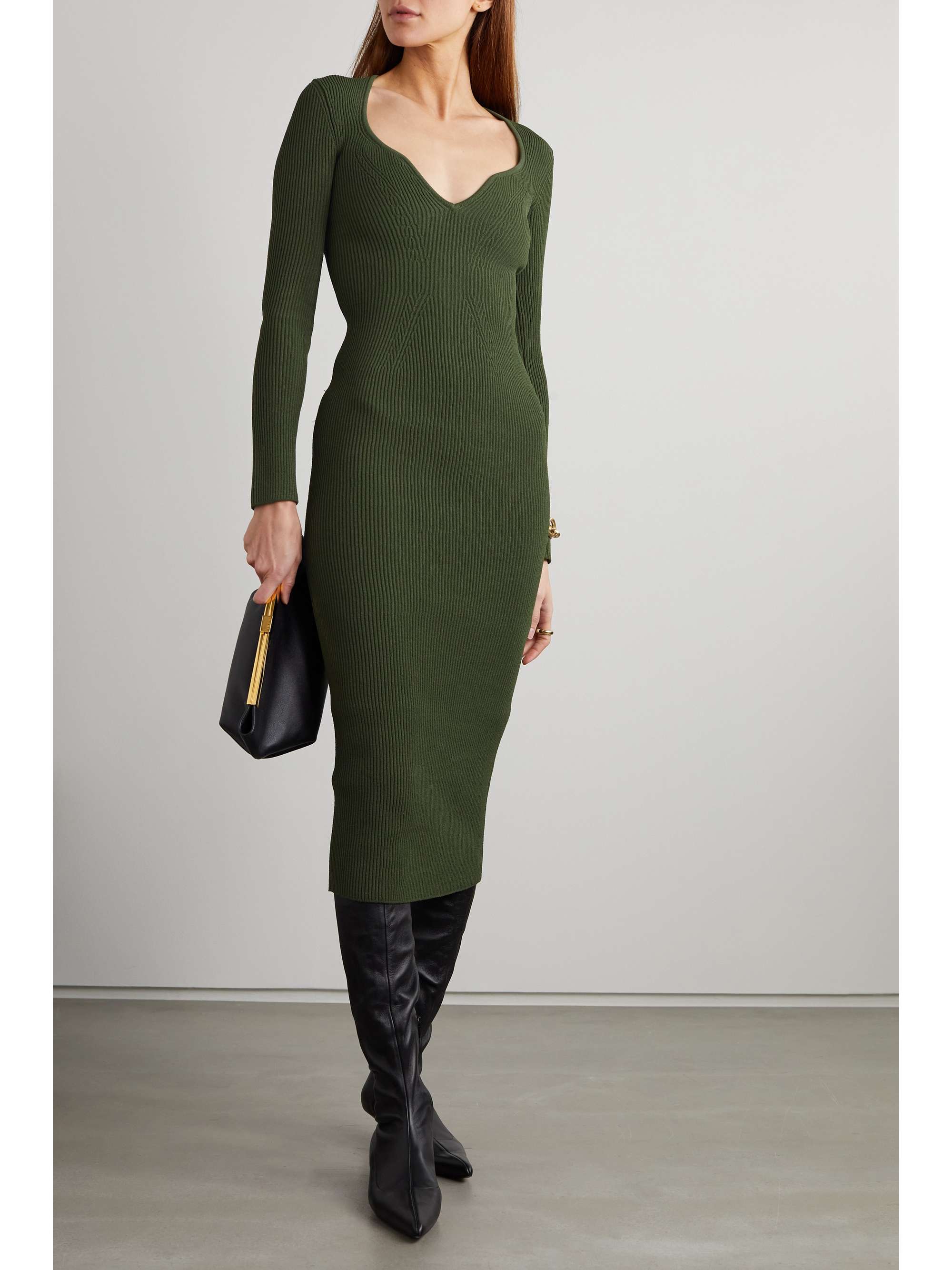 KHAITE Alessandra ribbed-knit midi dress