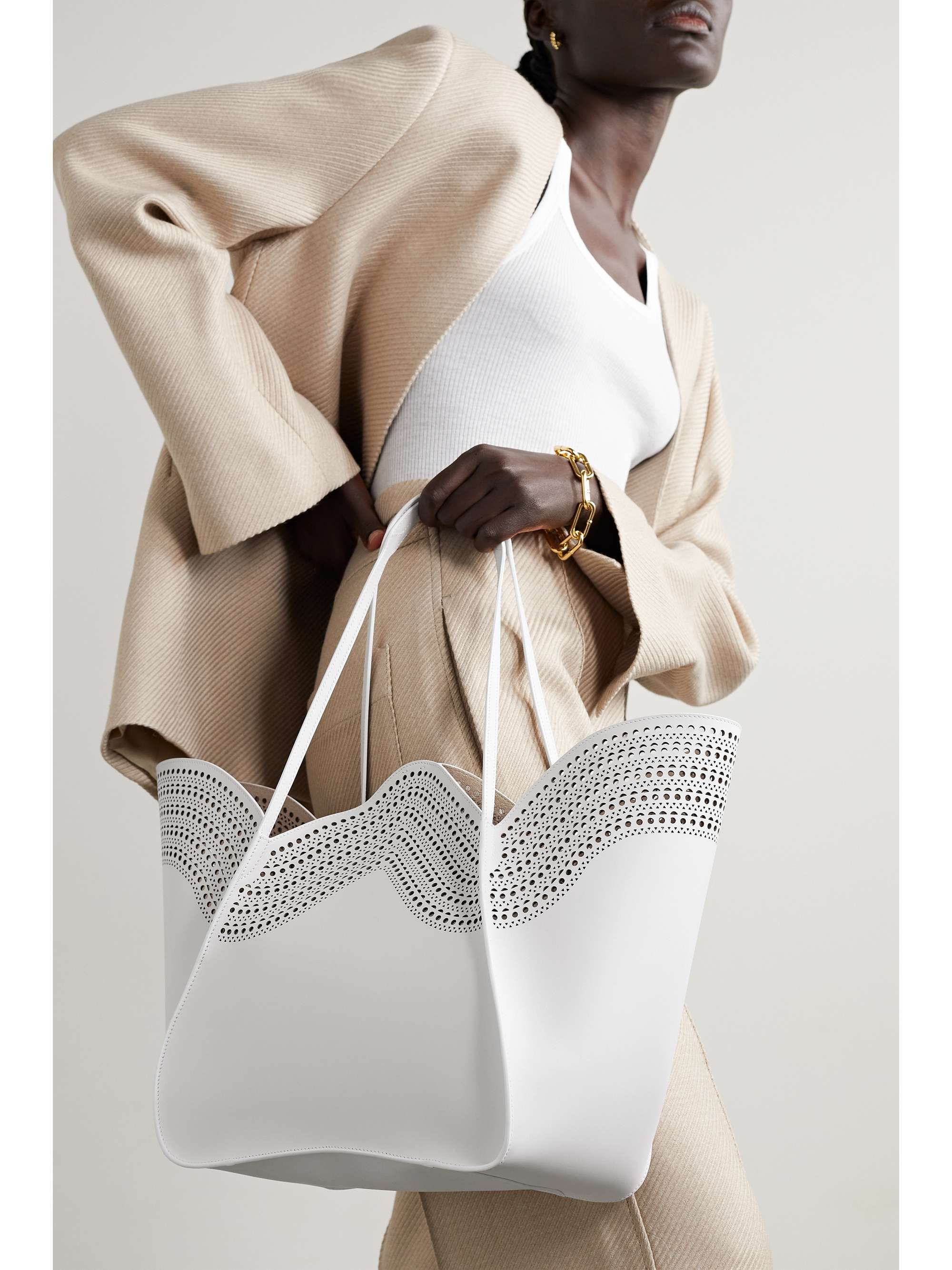 ALAÏA Lili 24 medium laser-cut leather tote