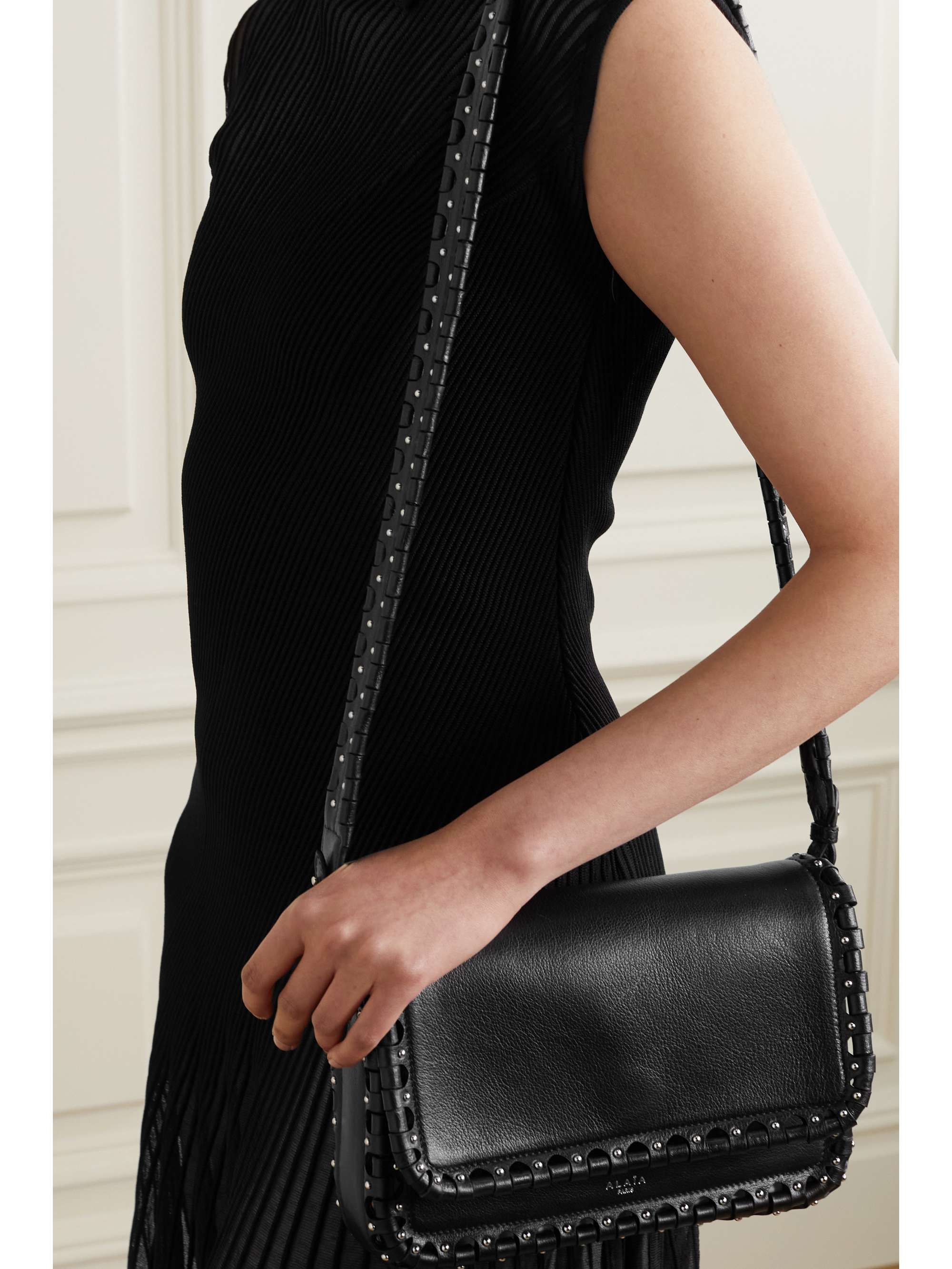 ALAÏA Hinge studded textured-leather shoulder bag