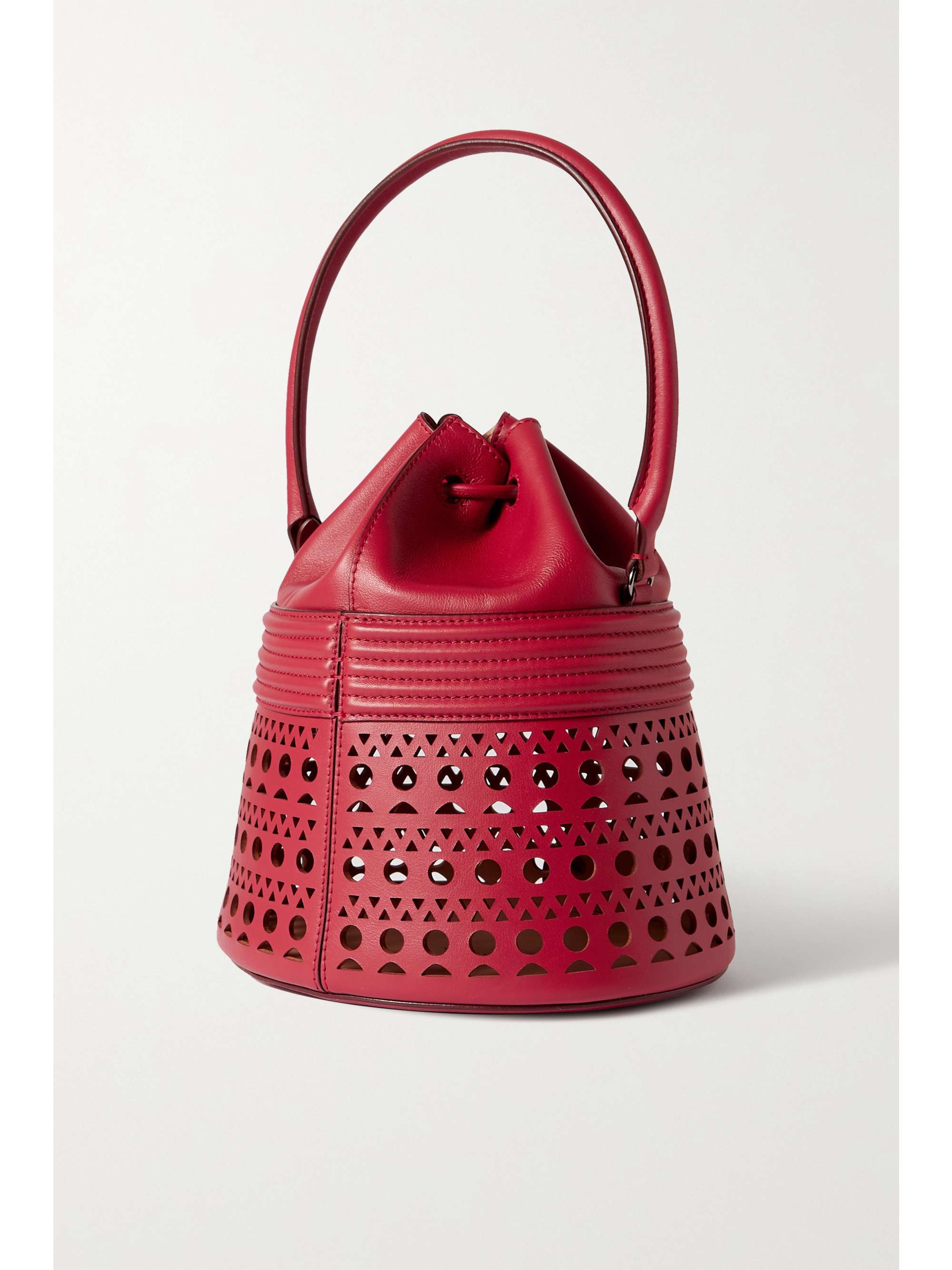 ALAÏA Bucket Corset laser-cut leather bag