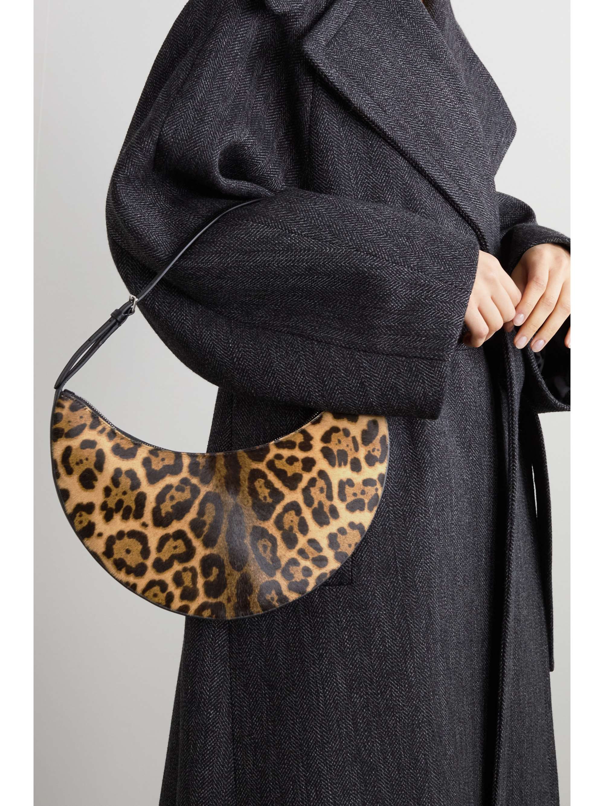 Brown Demi Lune leopard-print calf hair shoulder bag | ALAÏA | NET-A-PORTER