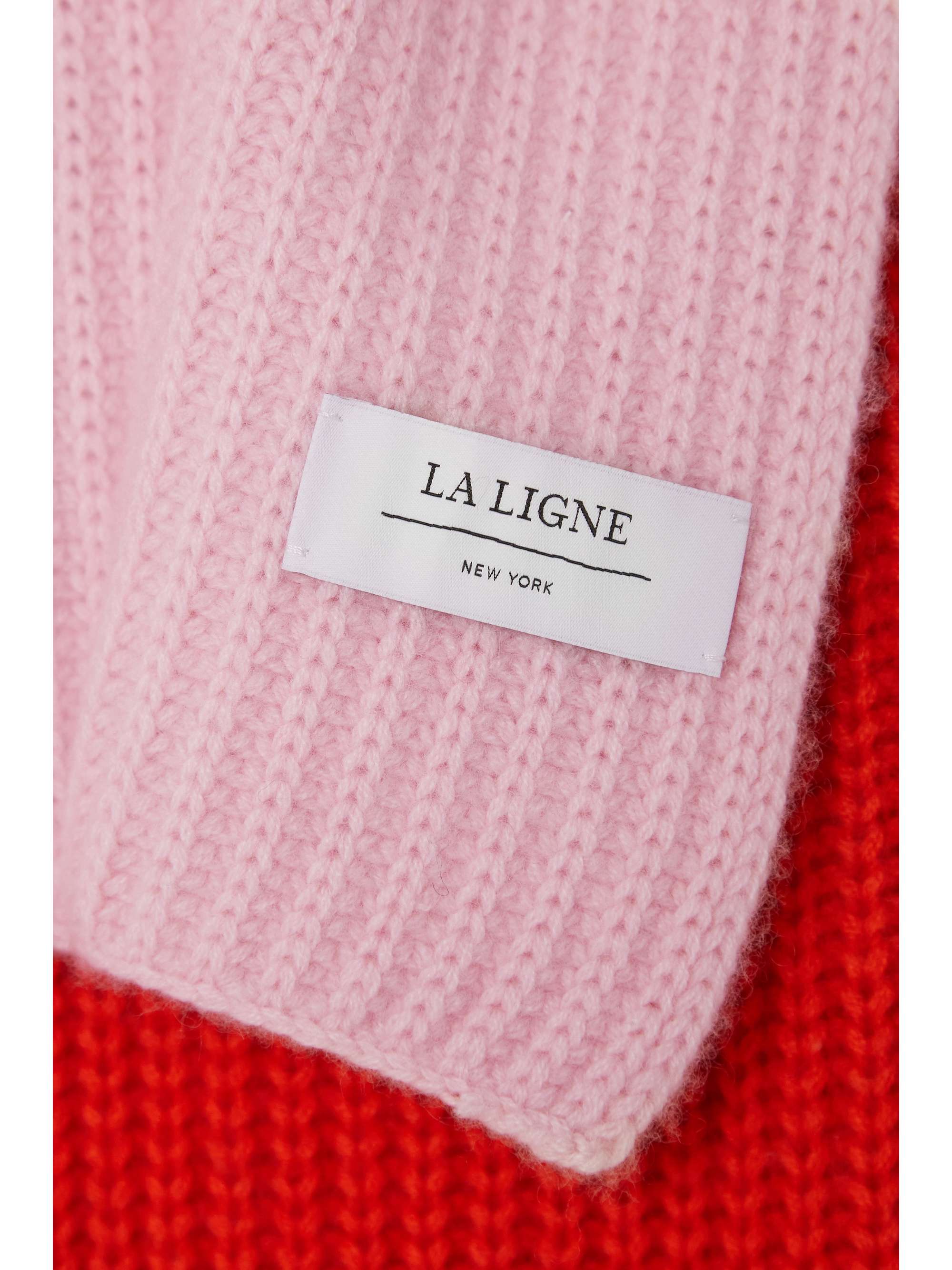 LA LIGNE Two-tone ribbed cashmere scarf
