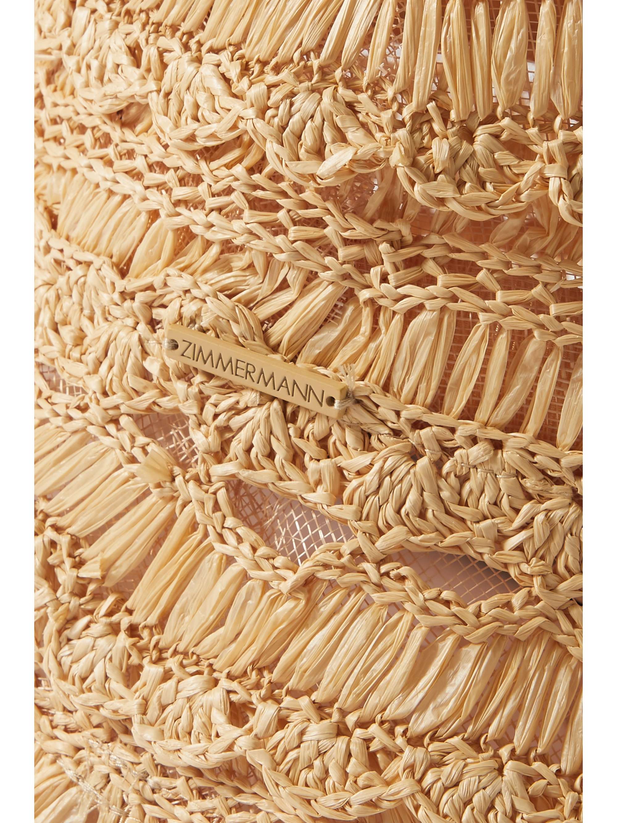 ZIMMERMANN Postcard fringed crocheted straw bucket hat NETAPORTER