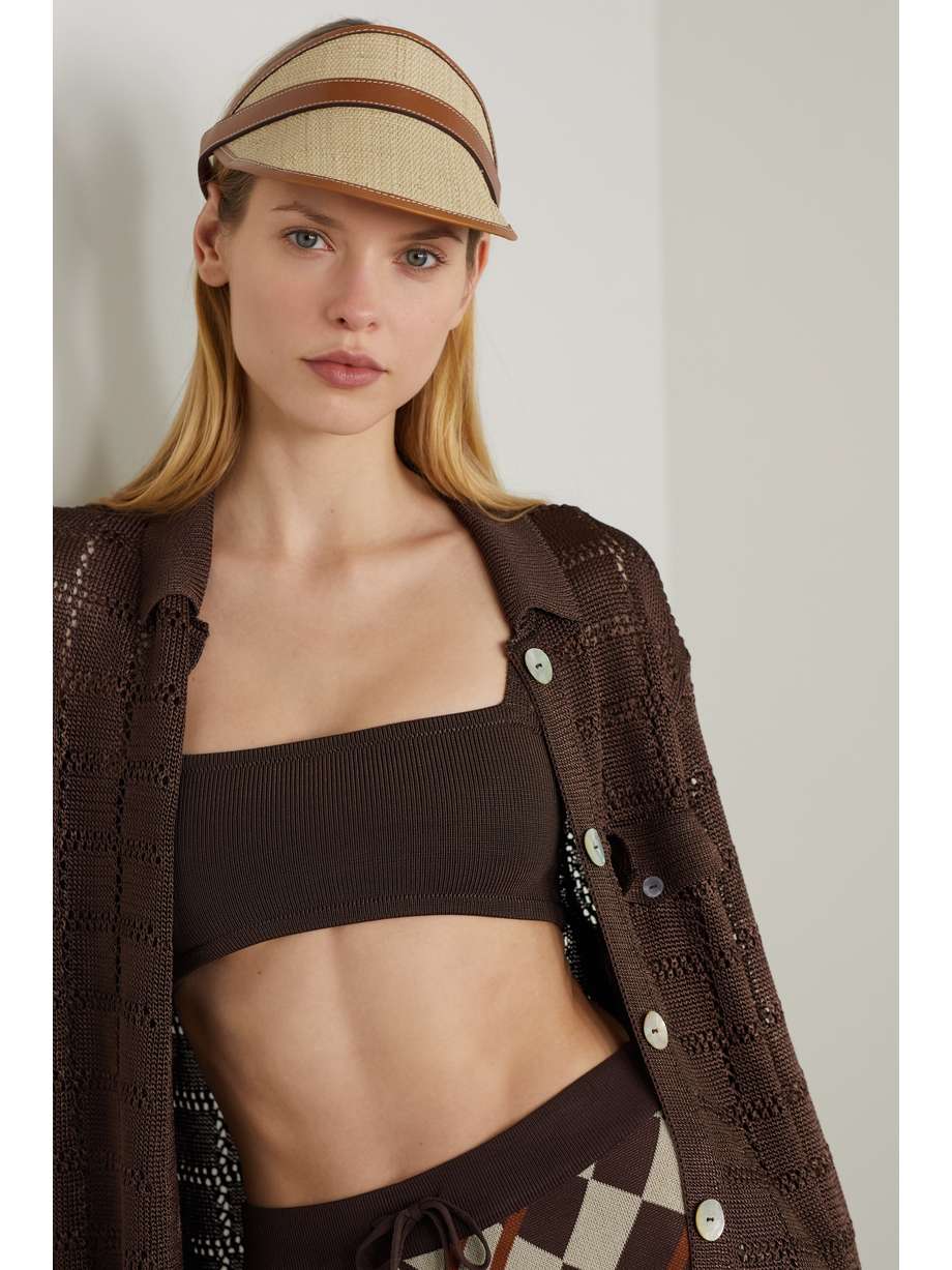 ZIMMERMANN
Leather-trimmed raffia visor