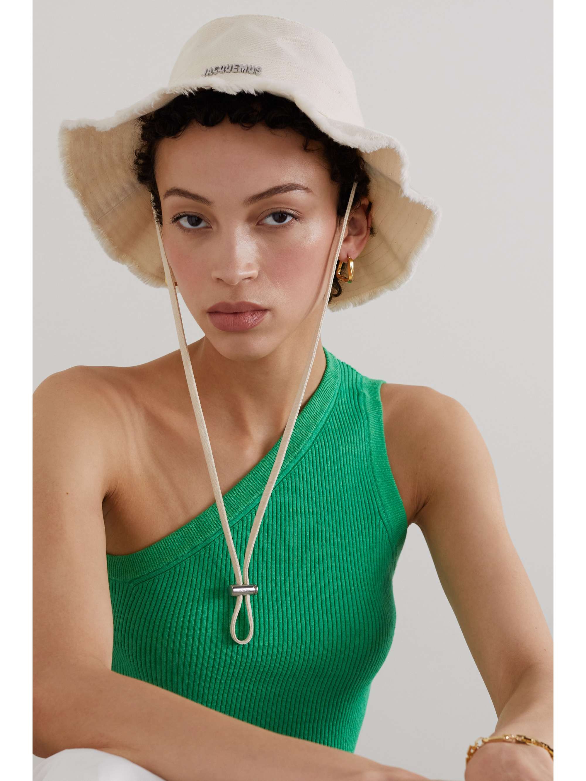 JACQUEMUS Le Bob Artichaut 毛边带缀饰纯棉帆布渔夫帽