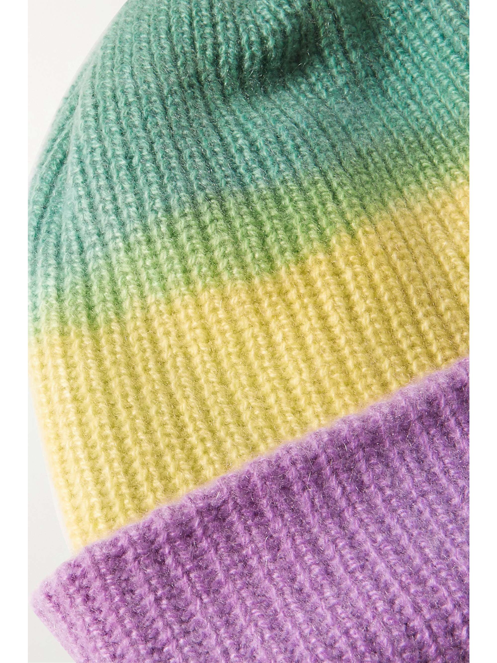 Purple Striped ribbed cashmere beanie 