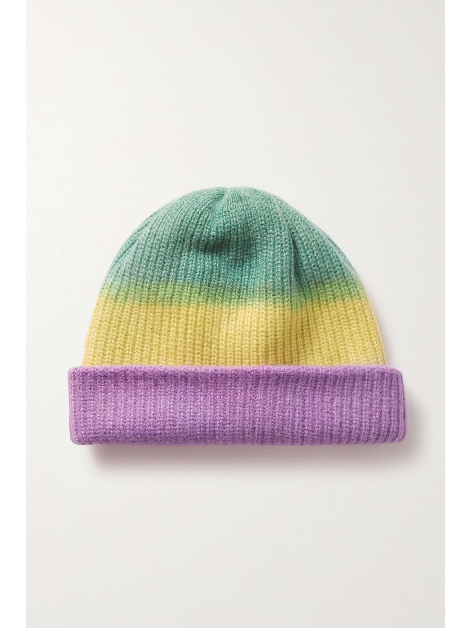 Purple Striped ribbed cashmere beanie 