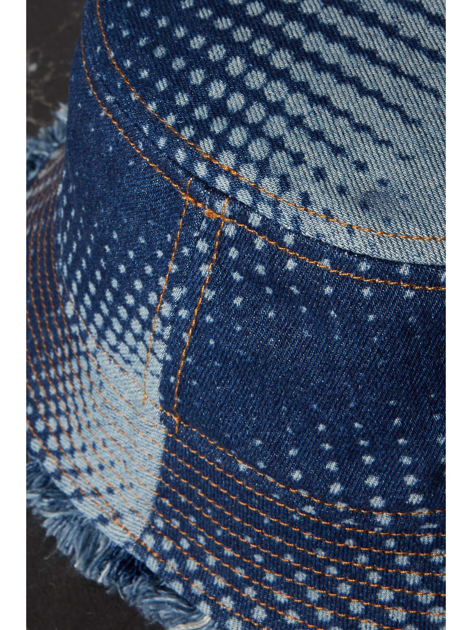 PACO RABANNE Frayed printed denim bucket hat