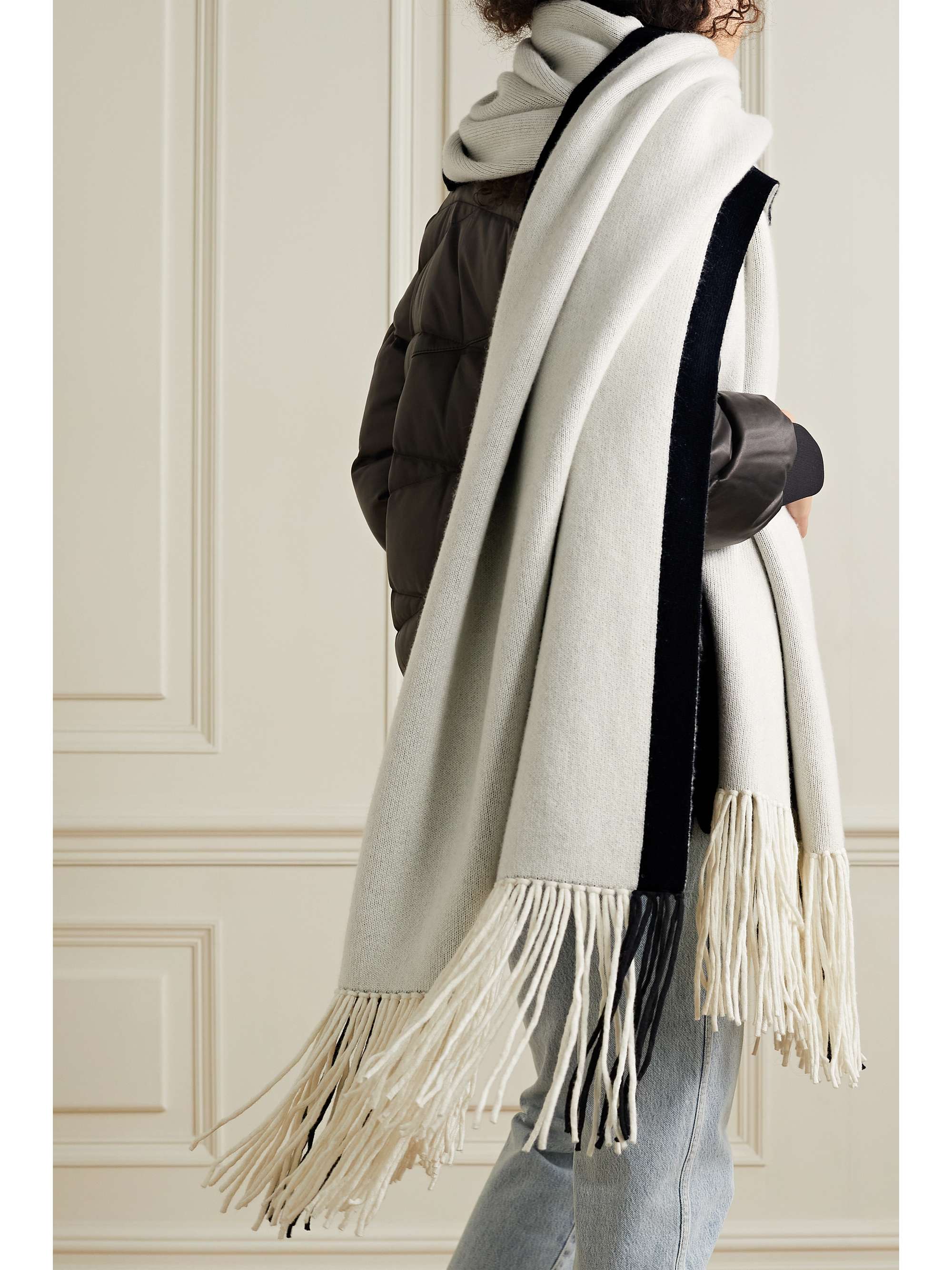 KHAITE Riga reversible fringed cashmere scarf