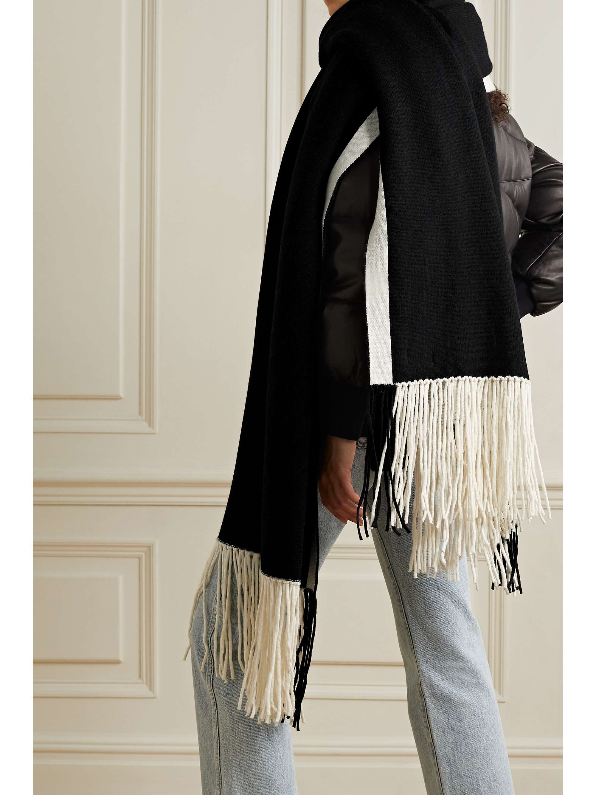 KHAITE Riga reversible fringed cashmere scarf