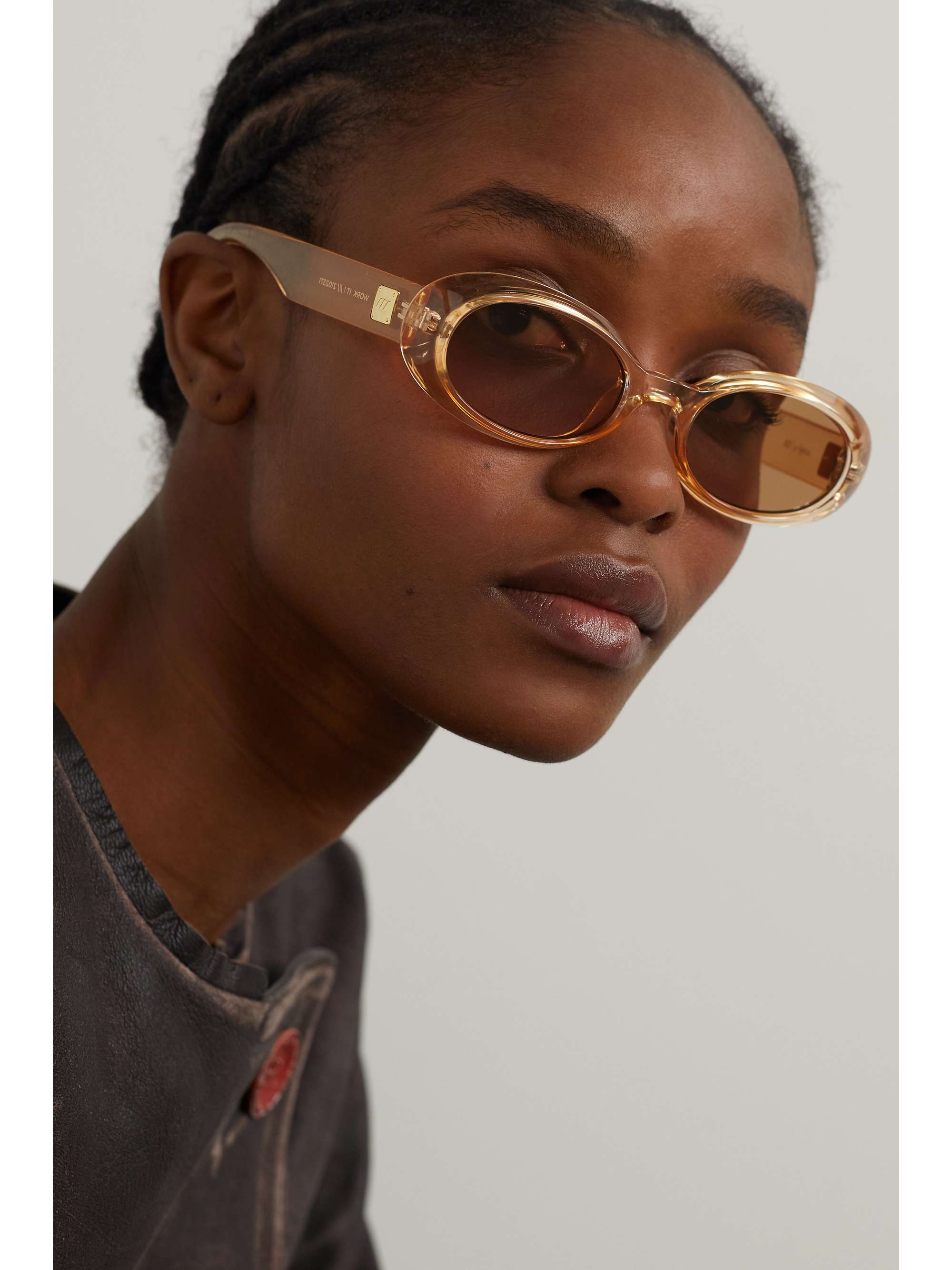 Beige Work It! oval-frame acetate sunglasses | LE SPECS | NET-A-PORTER
