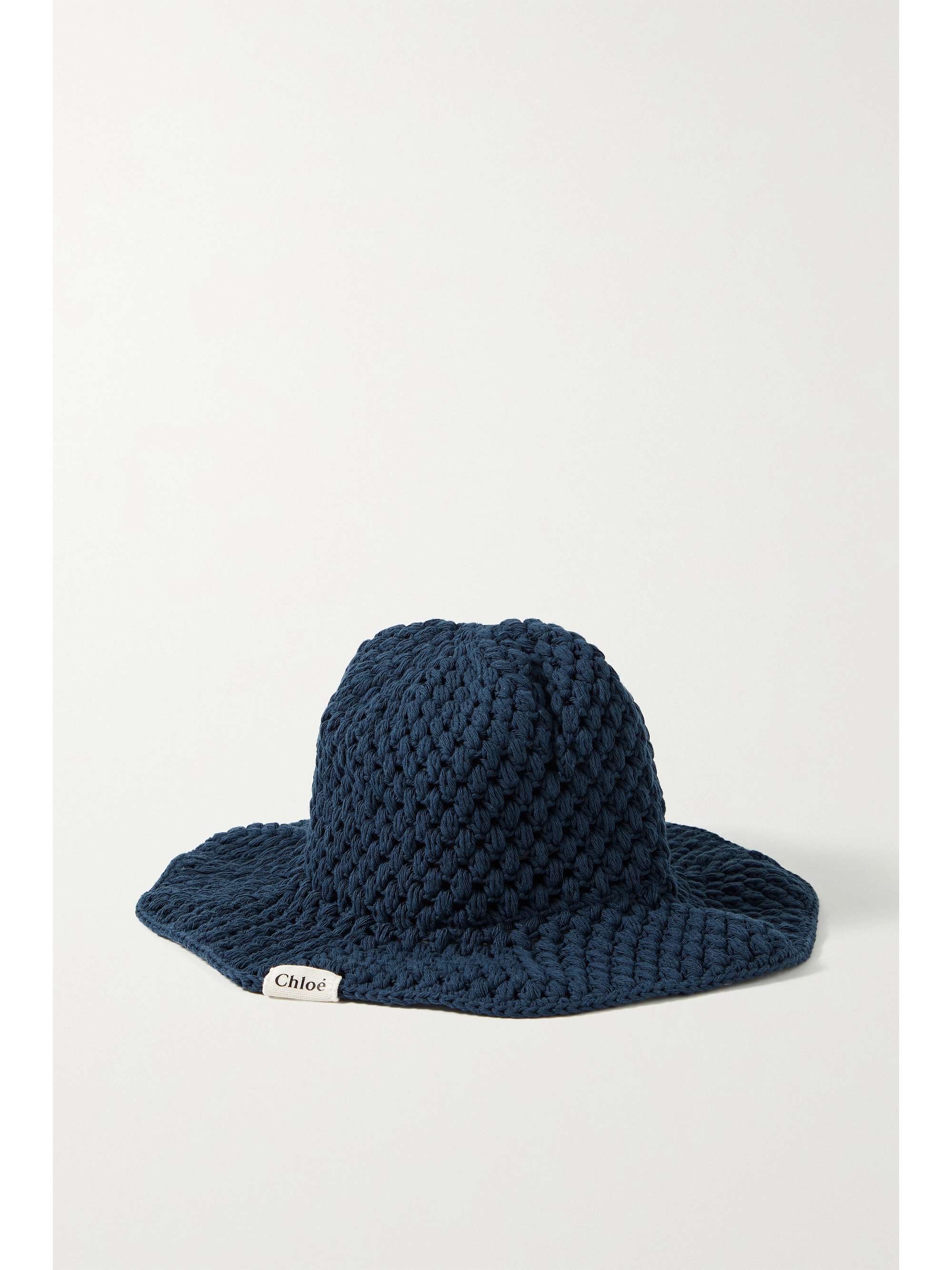 Navy Crocheted cotton bucket hat 