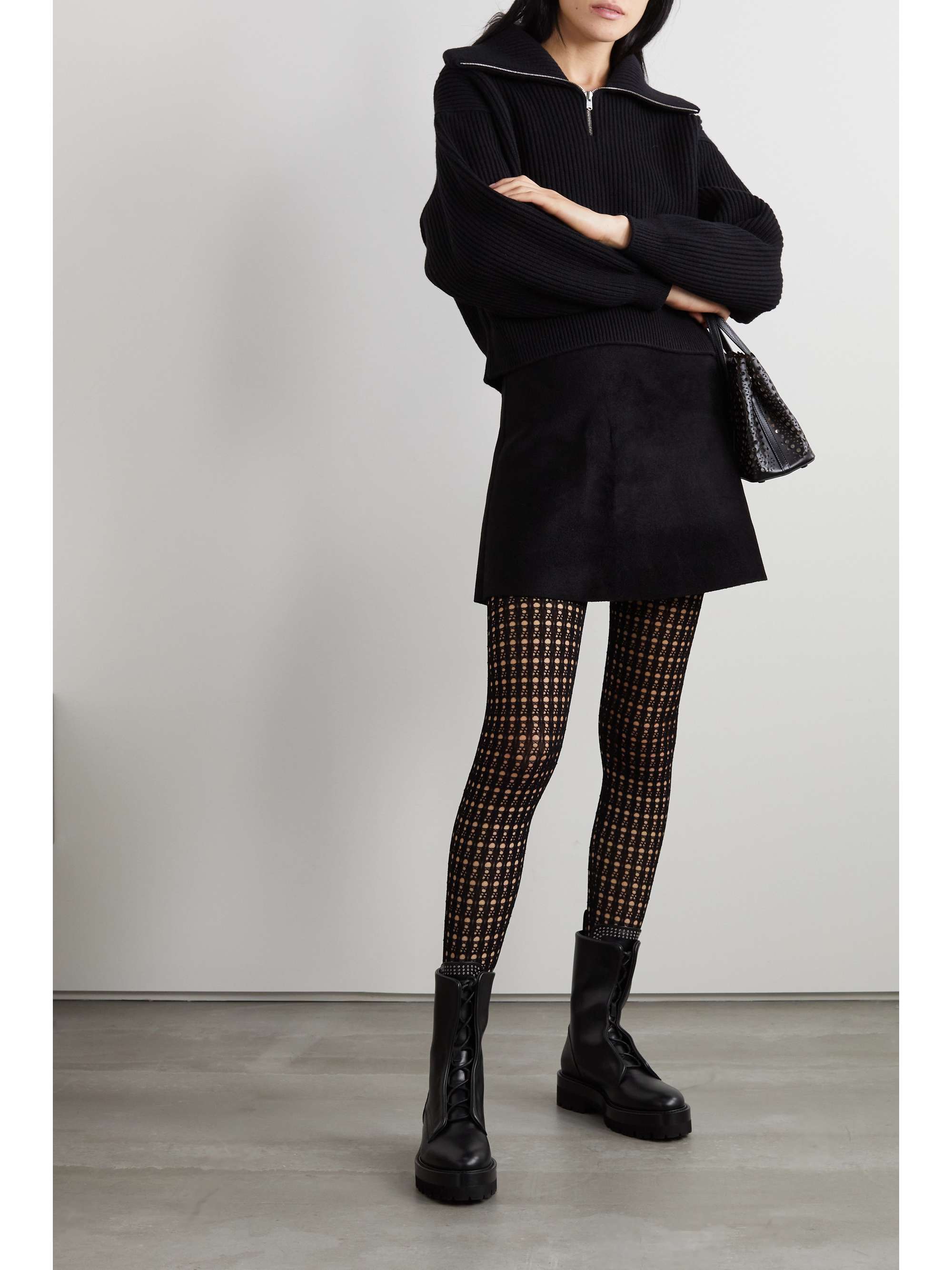 black knitted tights