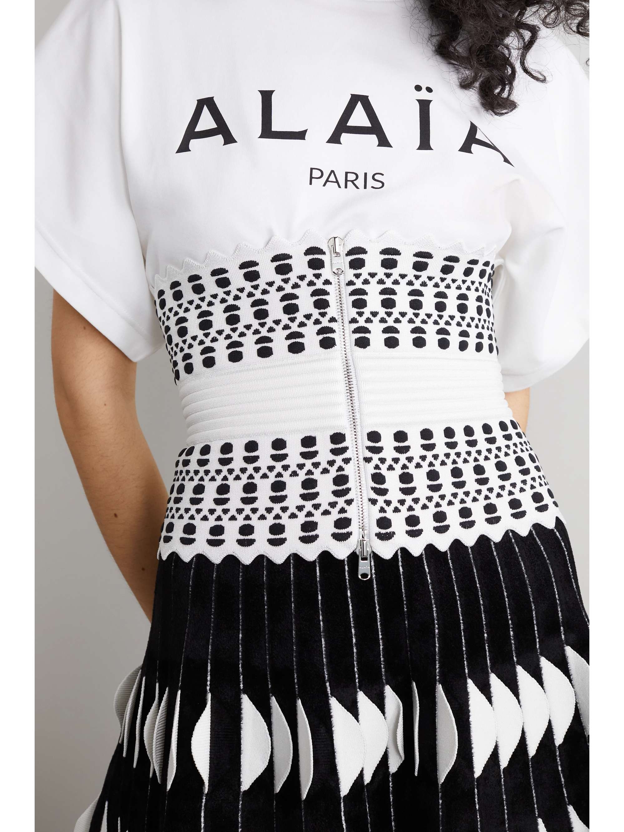 ALAÏA Two-tone jacquard-knit waist belt