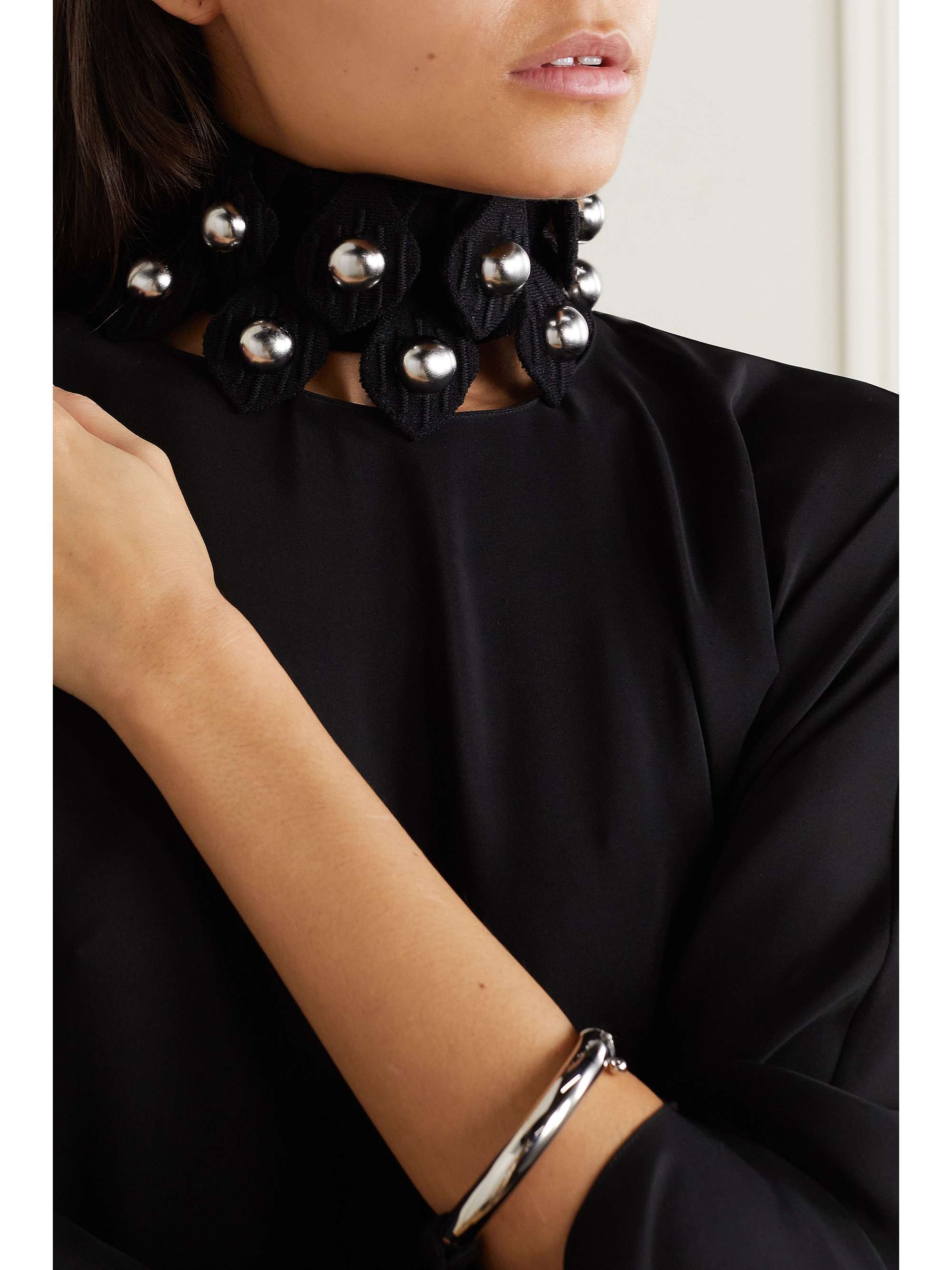 ALAÏA Studded stretch-knit collar