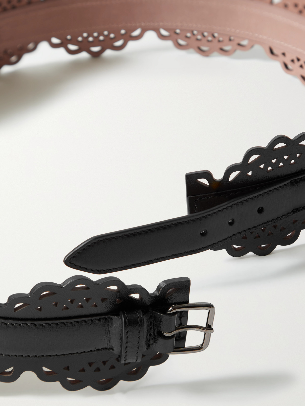 Alaïa Alaia Vienne Black Perforated Leather Belt Women In Black