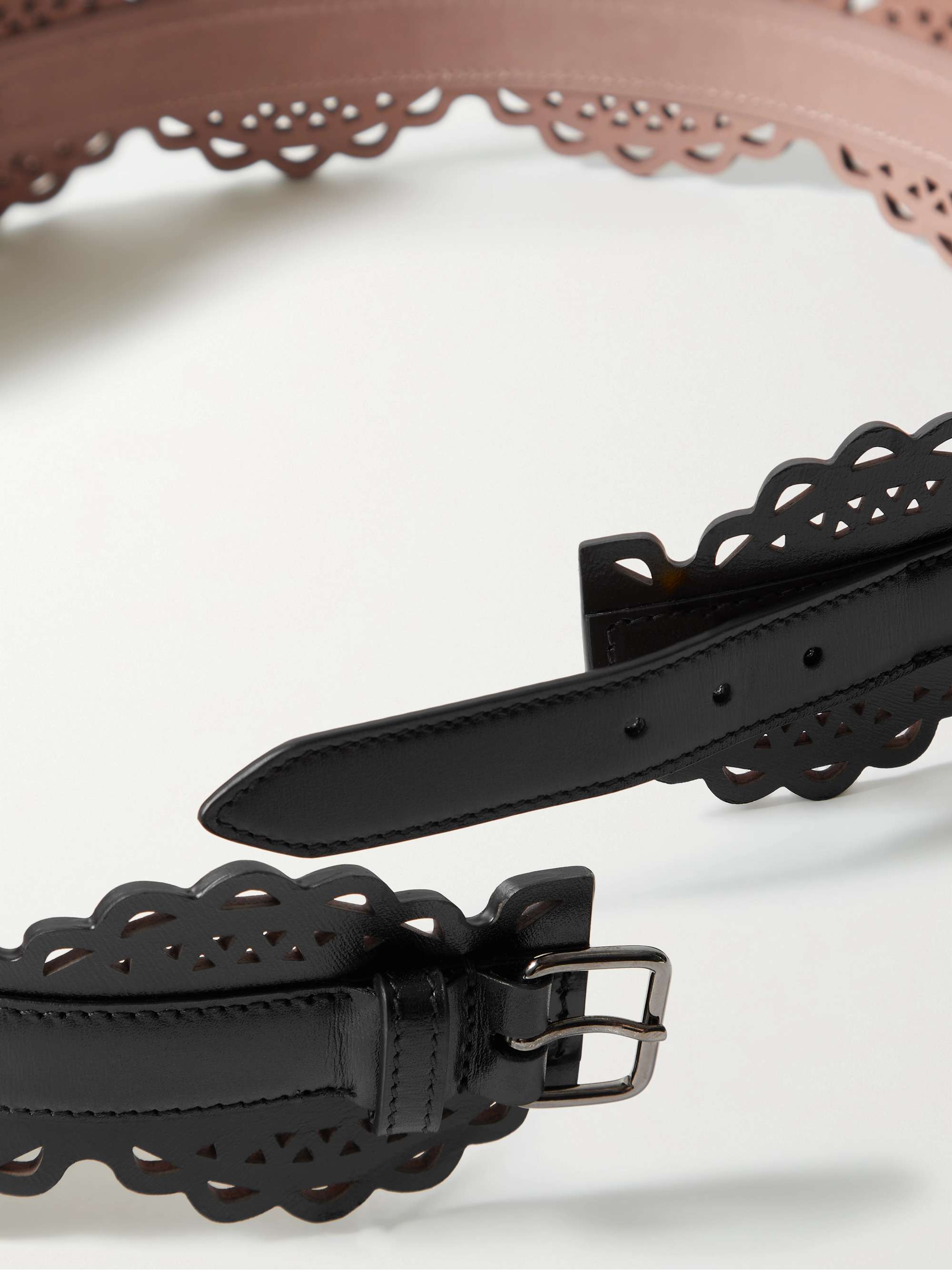 ALAÏA Laser-cut leather waist belt
