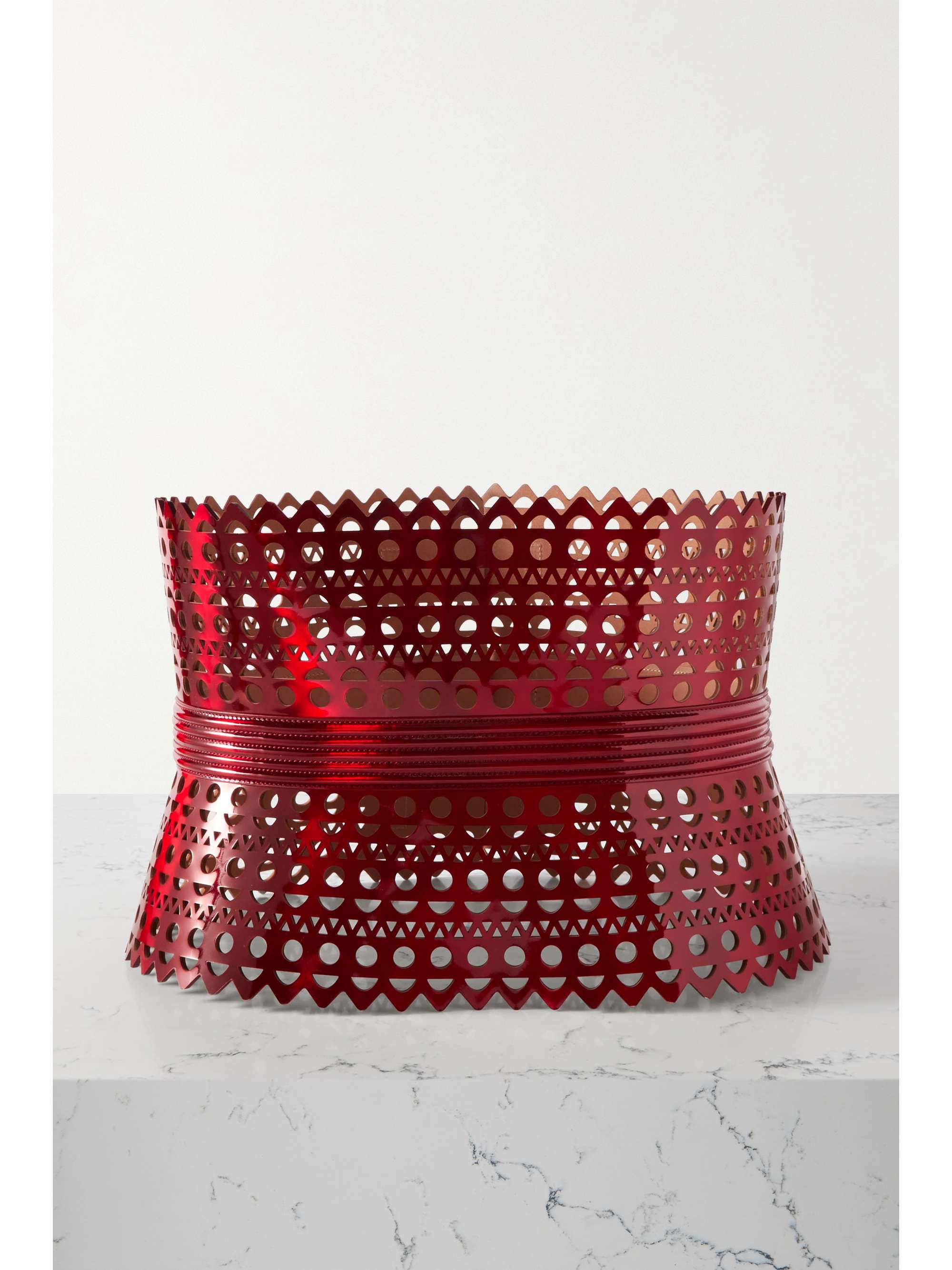 ALAÏA Laser-cut metallic leather waist belt