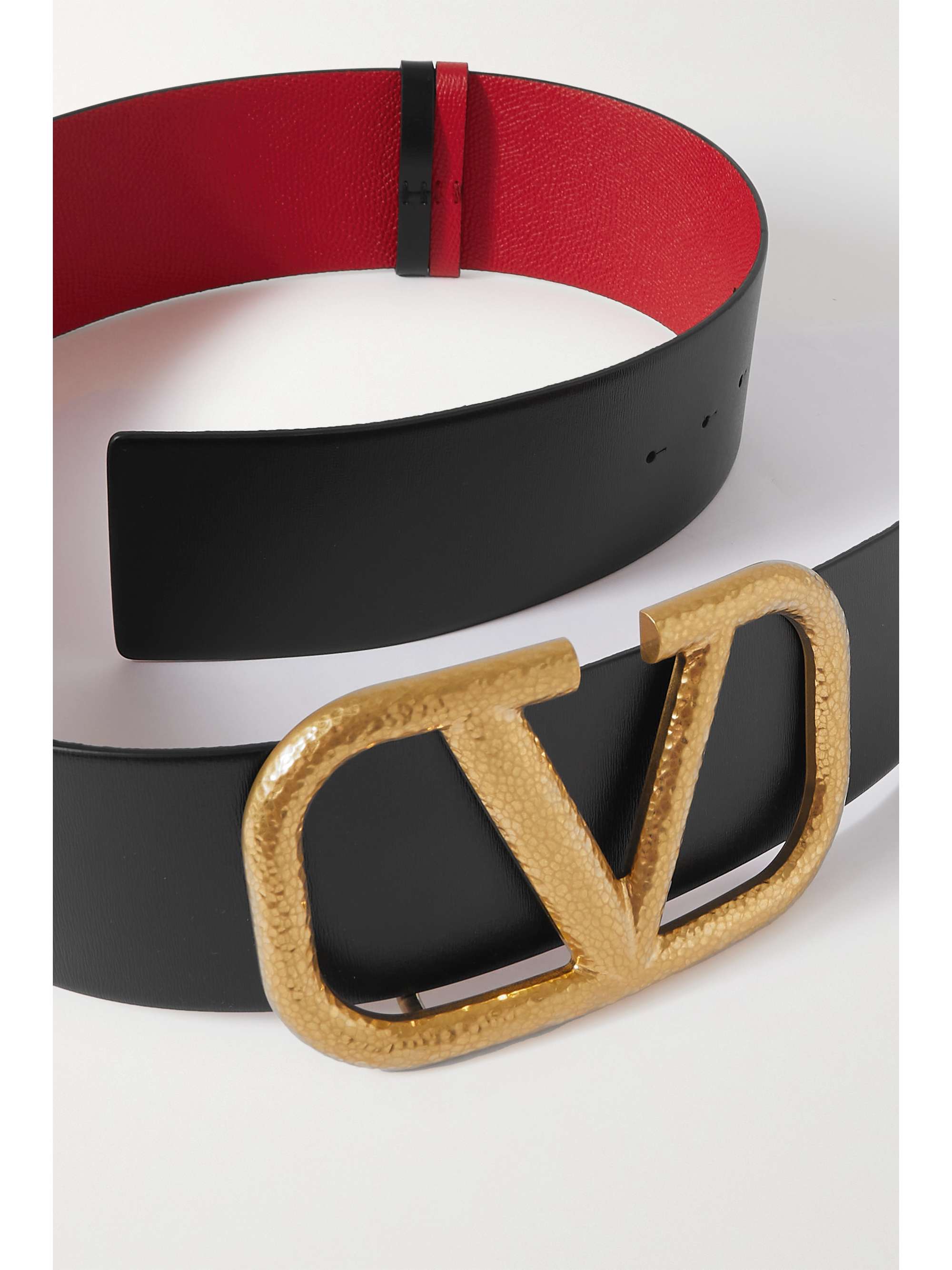 Valentino Garavani Reversible Leather Waist Belt In Black