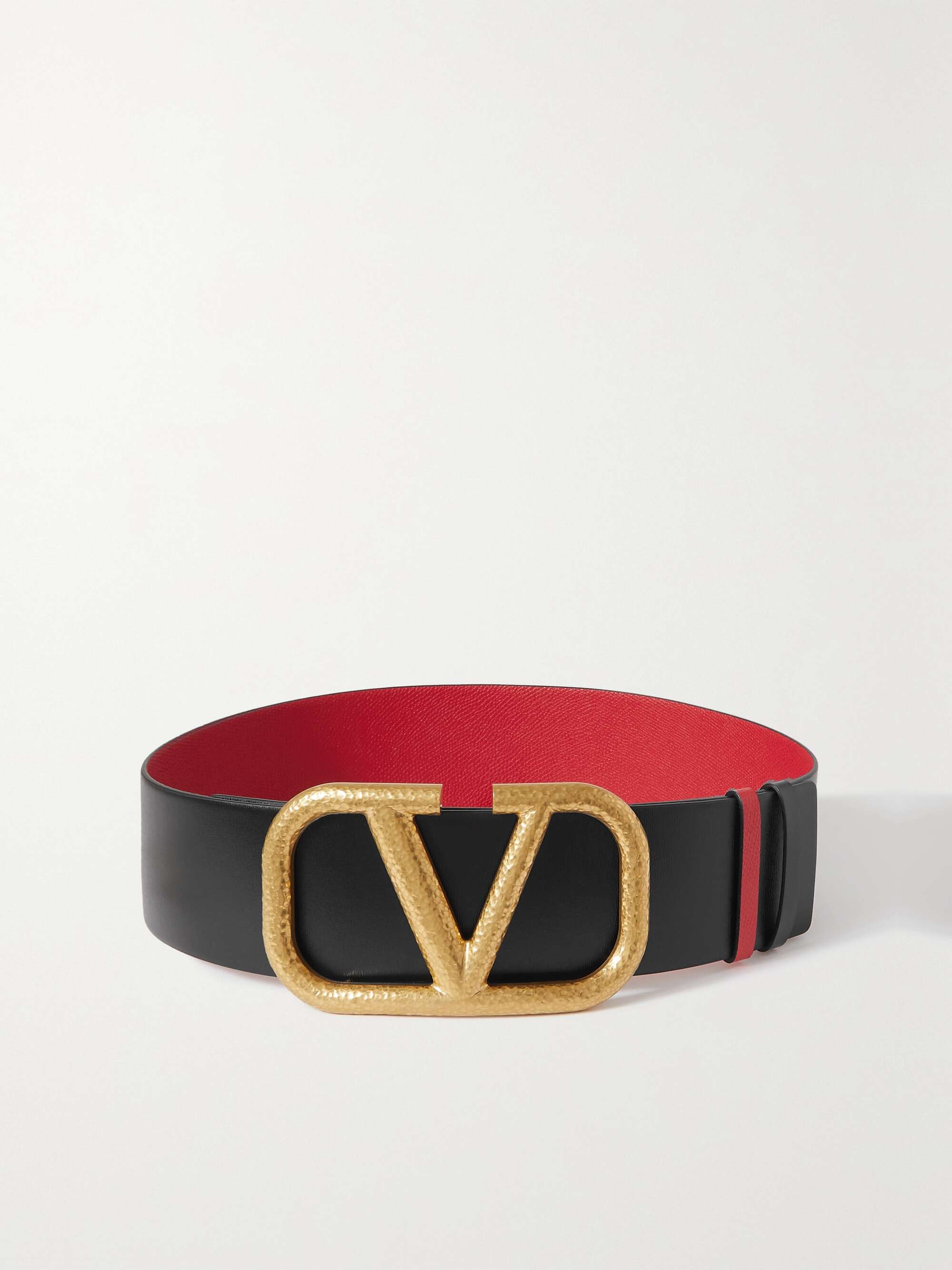 Shop Valentino Garavani Logo Buckle Reversible Leather Belt