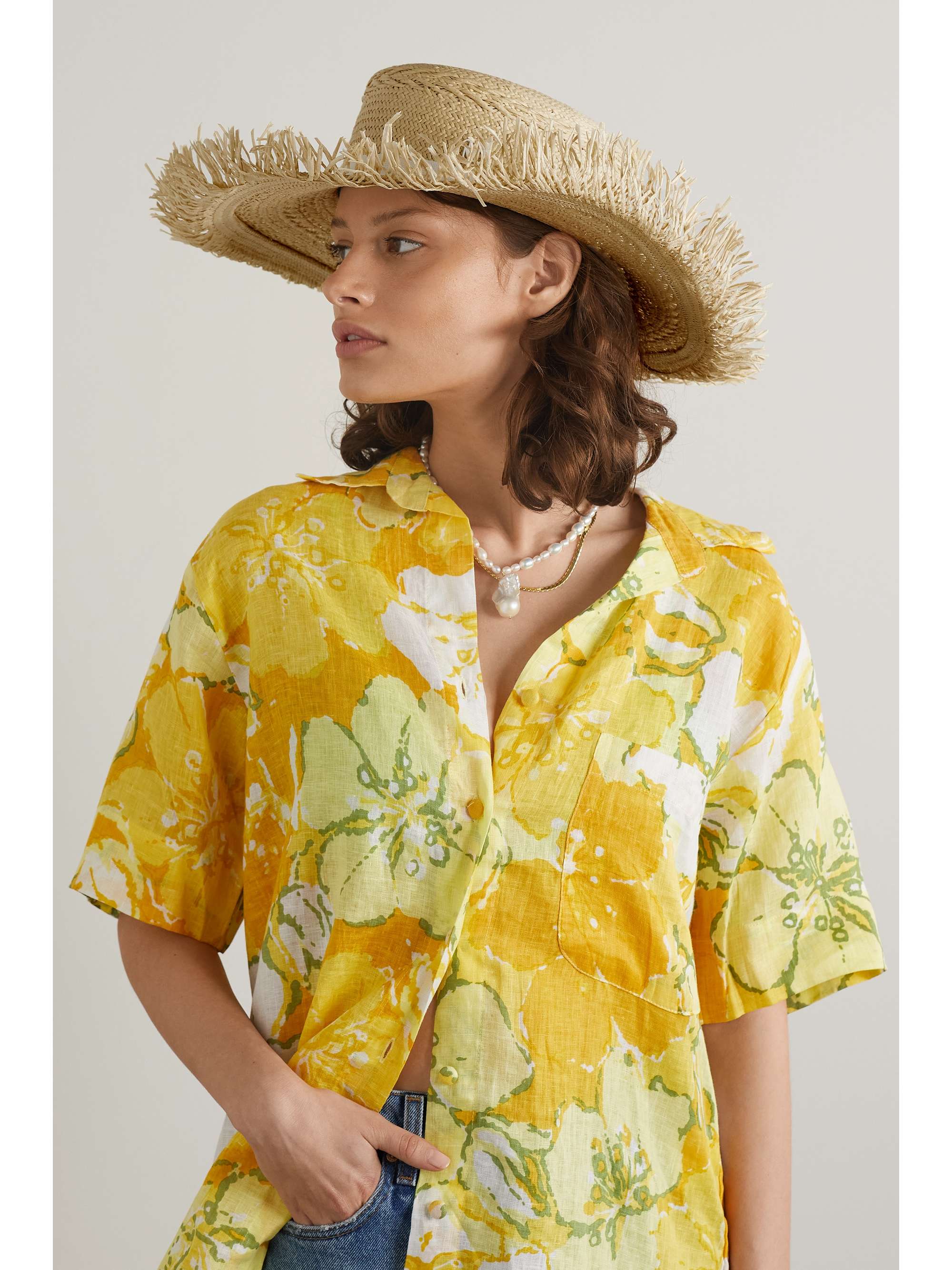 MAISON MICHEL Claudine embellished fringed straw hat