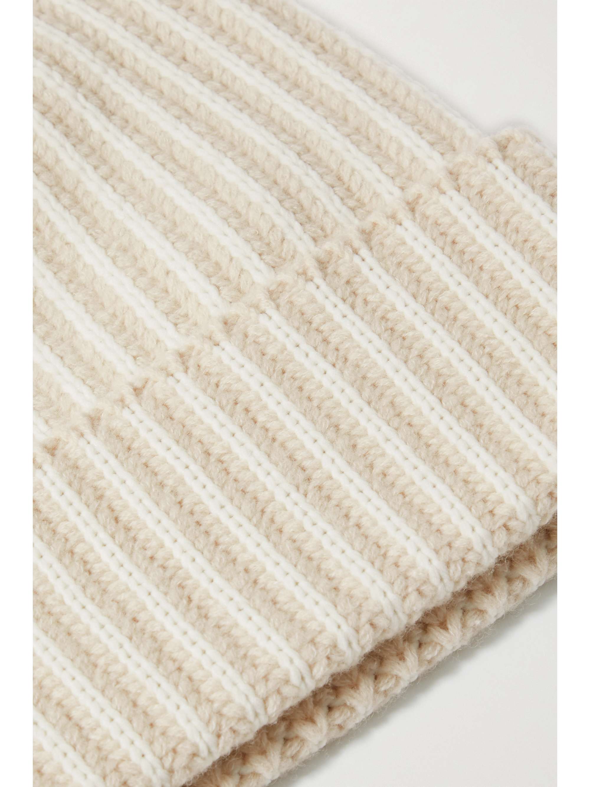 JOSEPH Striped ribbed merino wool-blend beanie