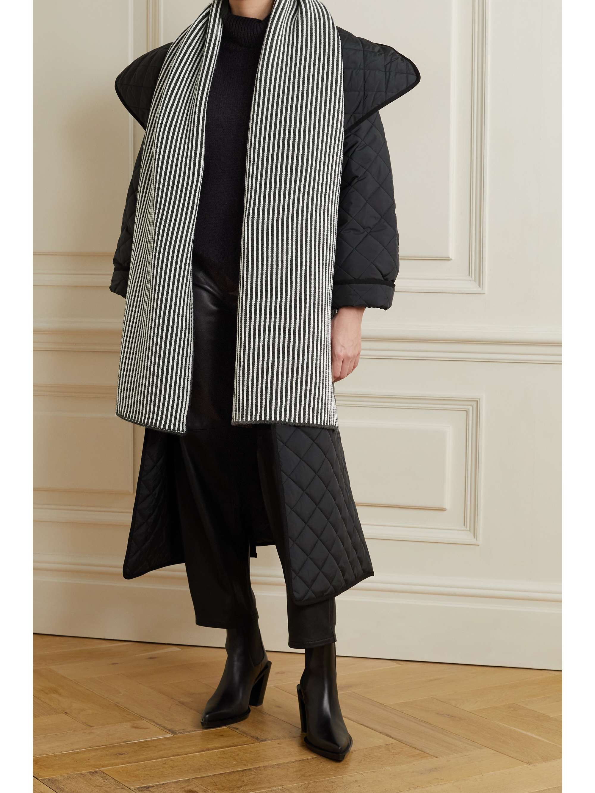 JOSEPH Striped ribbed merino wool-blend scarf