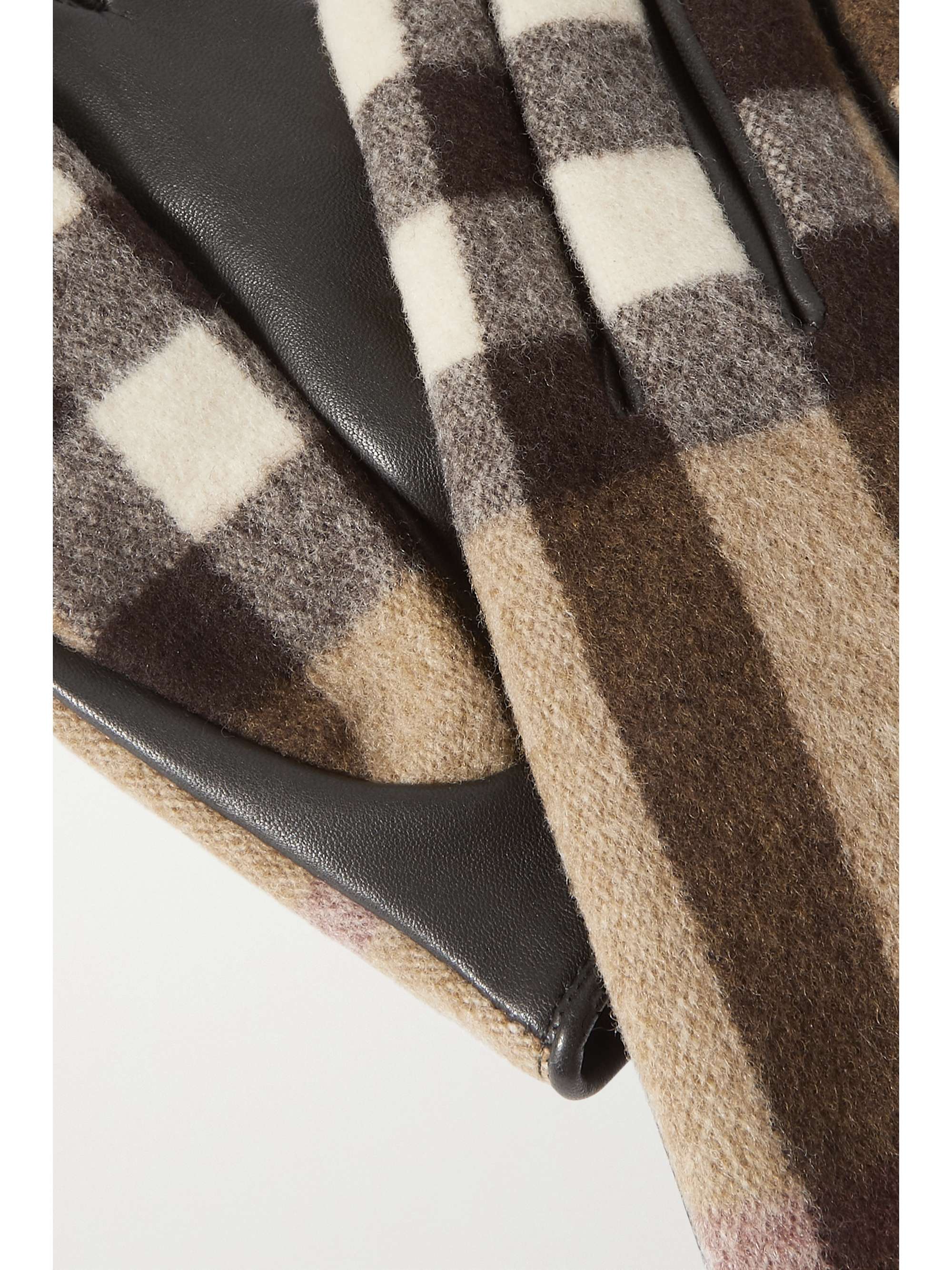 BURBERRY Checked wool and leather gloves