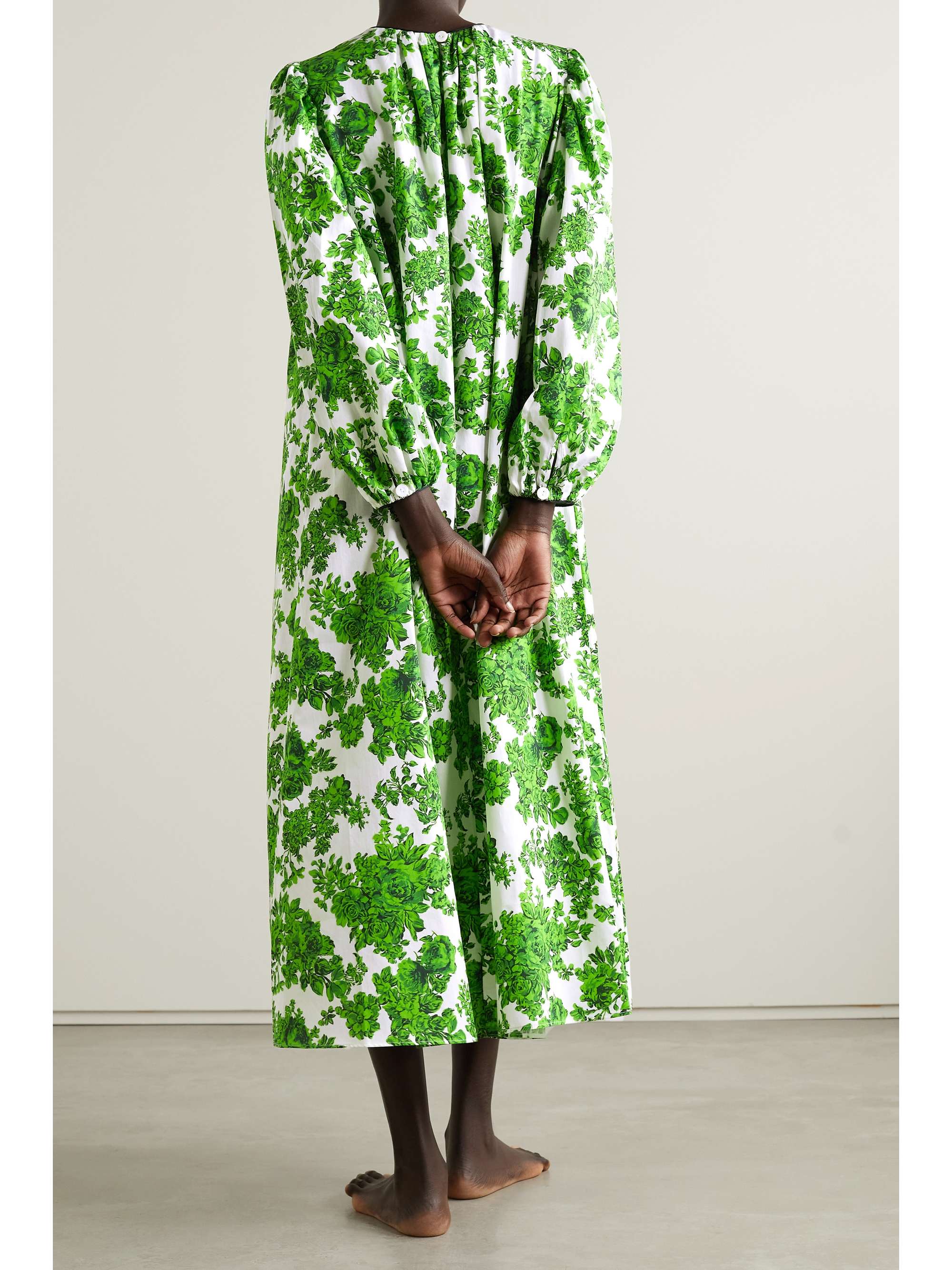 Green Theodora floral-print cotton-voile nightdress | EMILIA WICKSTEAD ...