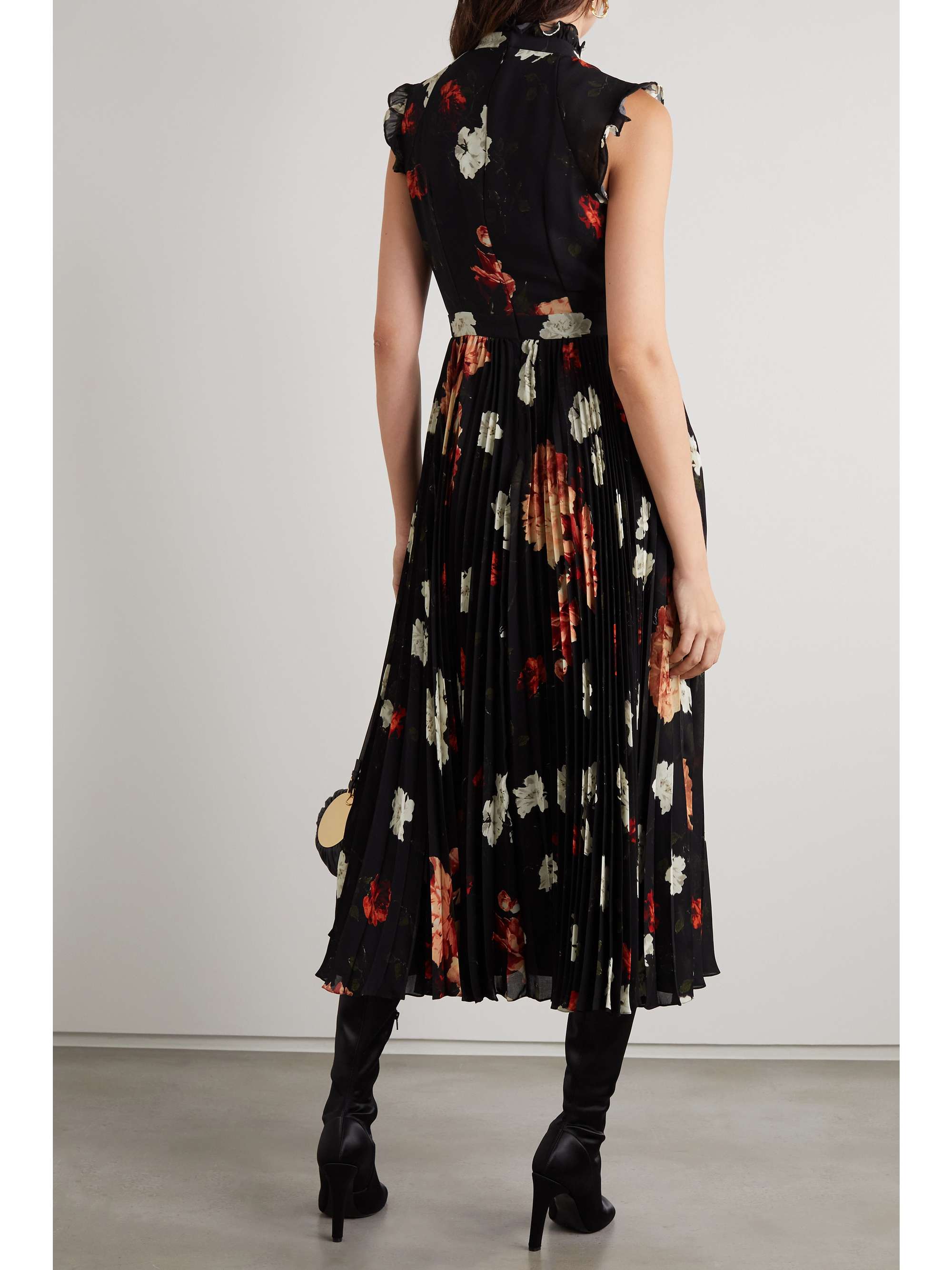 ERDEM Roisin ruffled pleated floral-print georgette midi dress