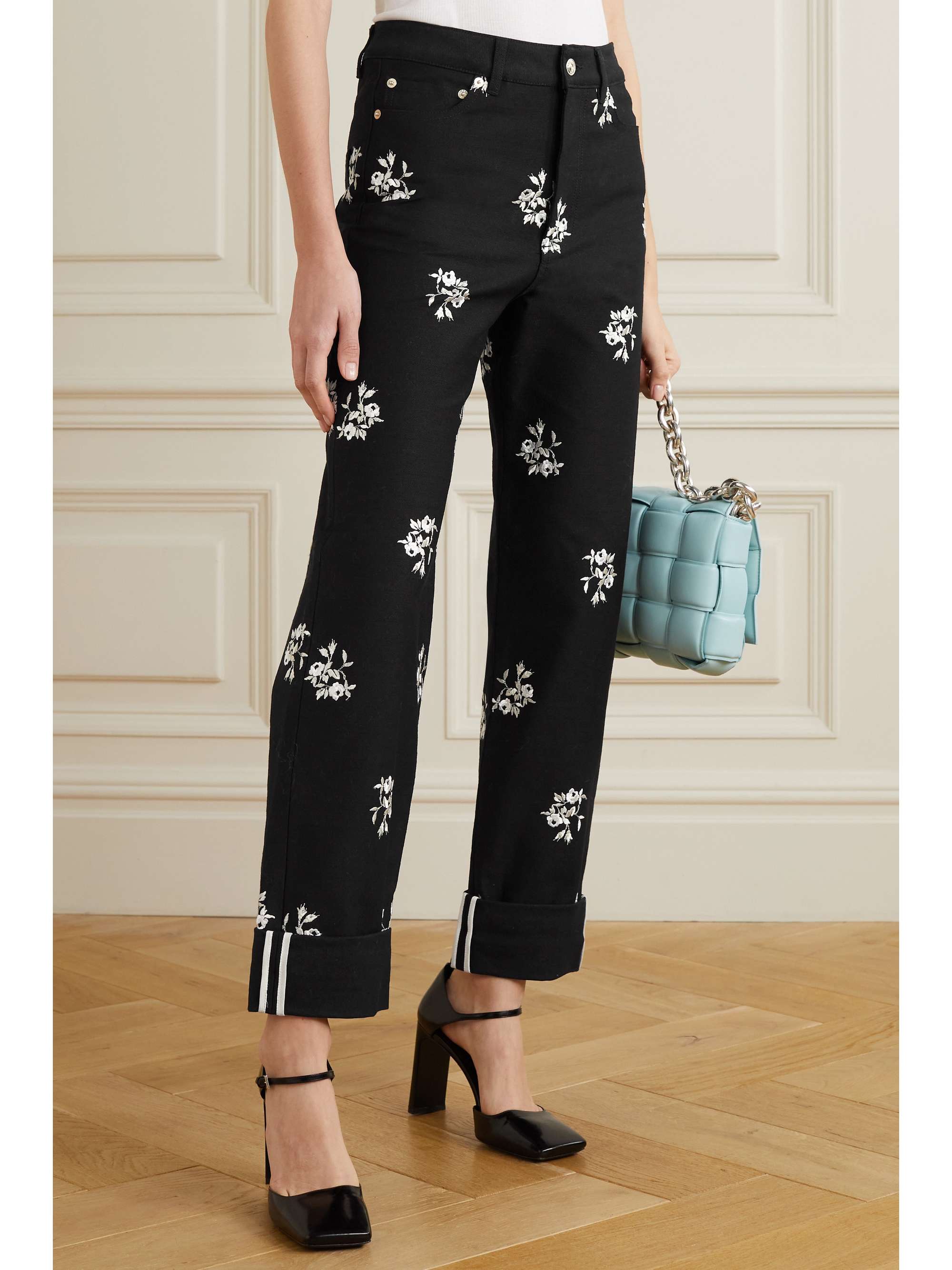 ERDEM Nathaniel embroidered high-rise straight-leg jeans