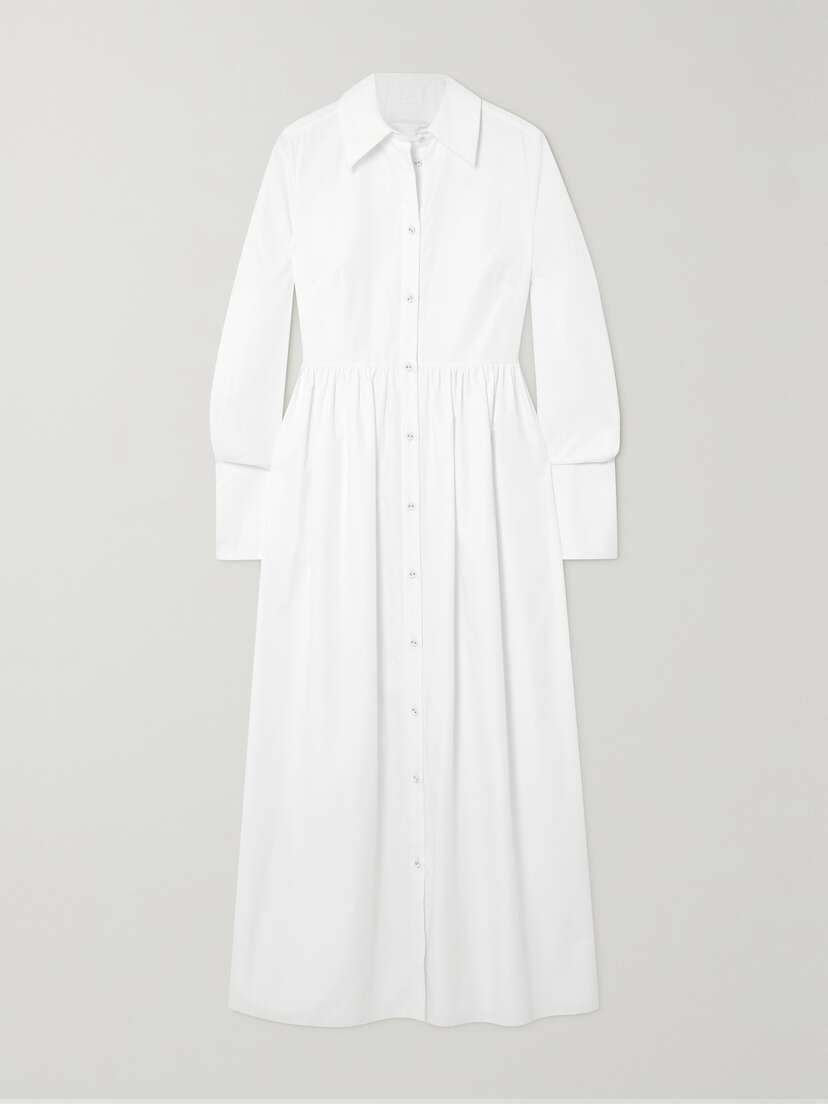 Erdem The Audley Pleated Cotton-jacquard Shirt Dress - UK 22