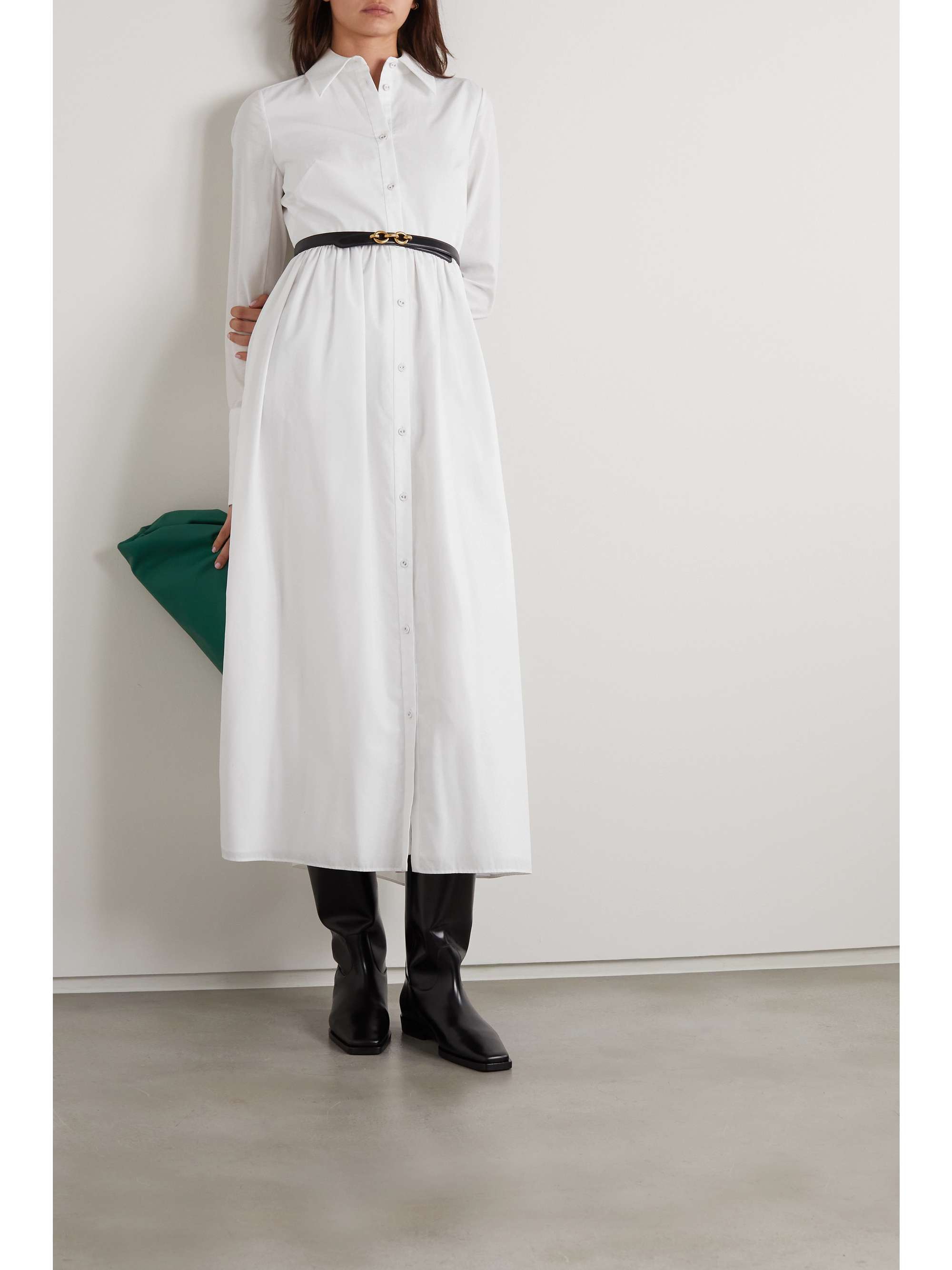 ERDEM The Audley pleated cotton-jacquard shirt dress
