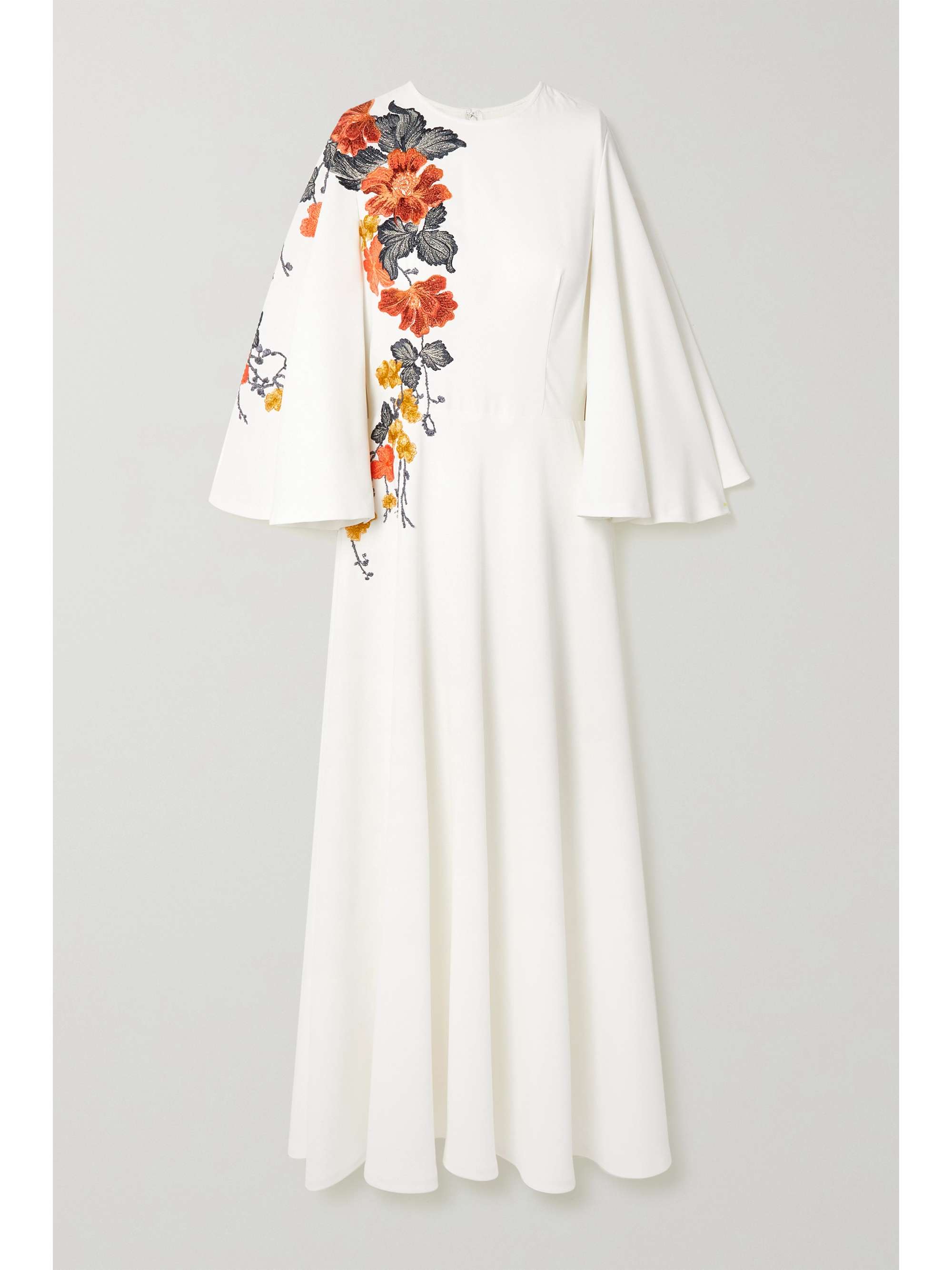embroidered white midi dress