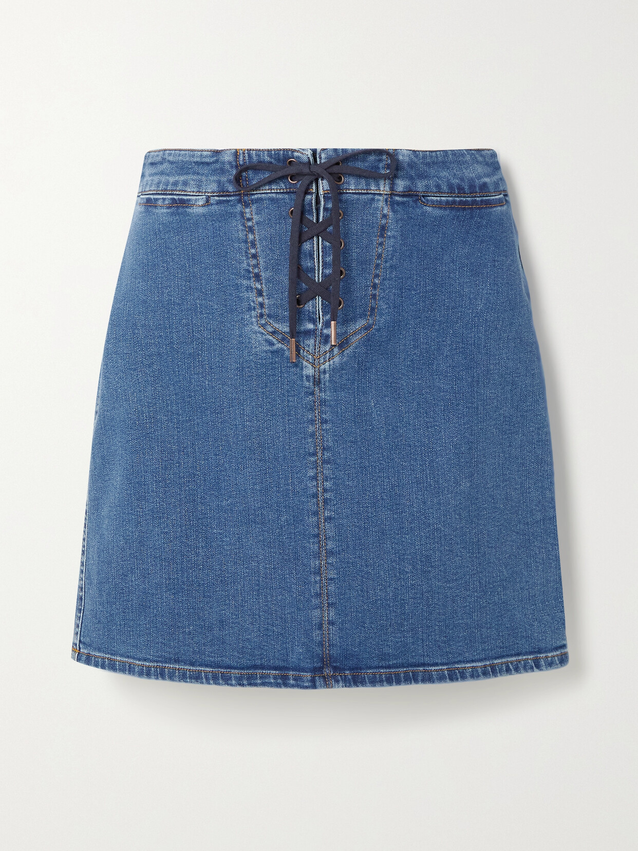 SEE BY CHLOÉ LACE-UP ORGANIC DENIM MINI SKIRT