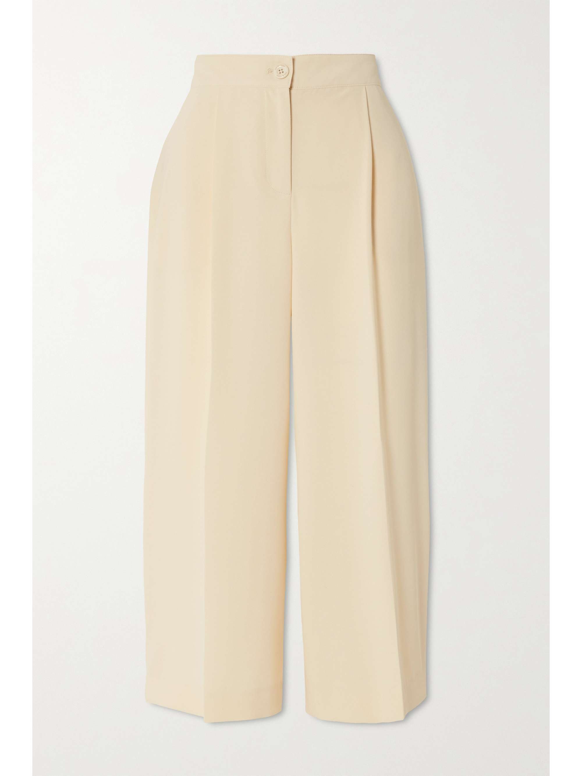 Ivory Pleated crepe wide-leg pants 