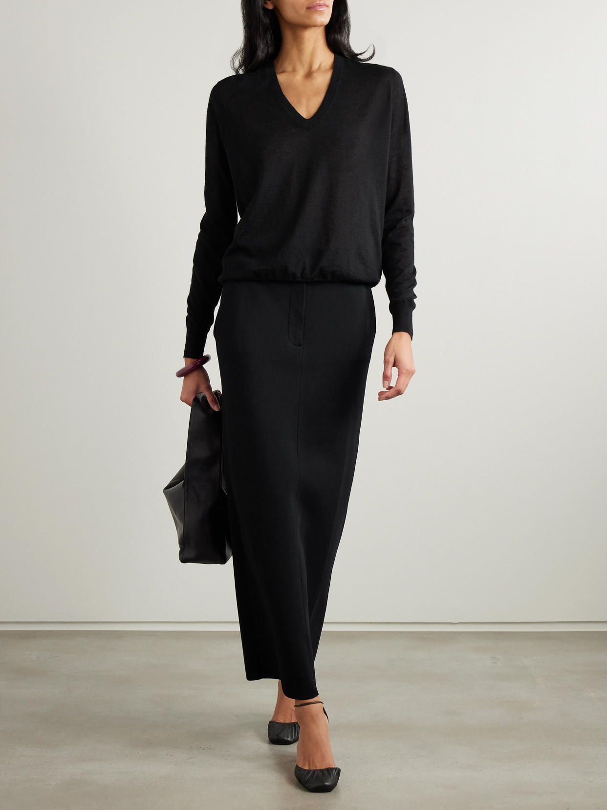 Shop Joseph Cashair Cashmere Sweater In Black