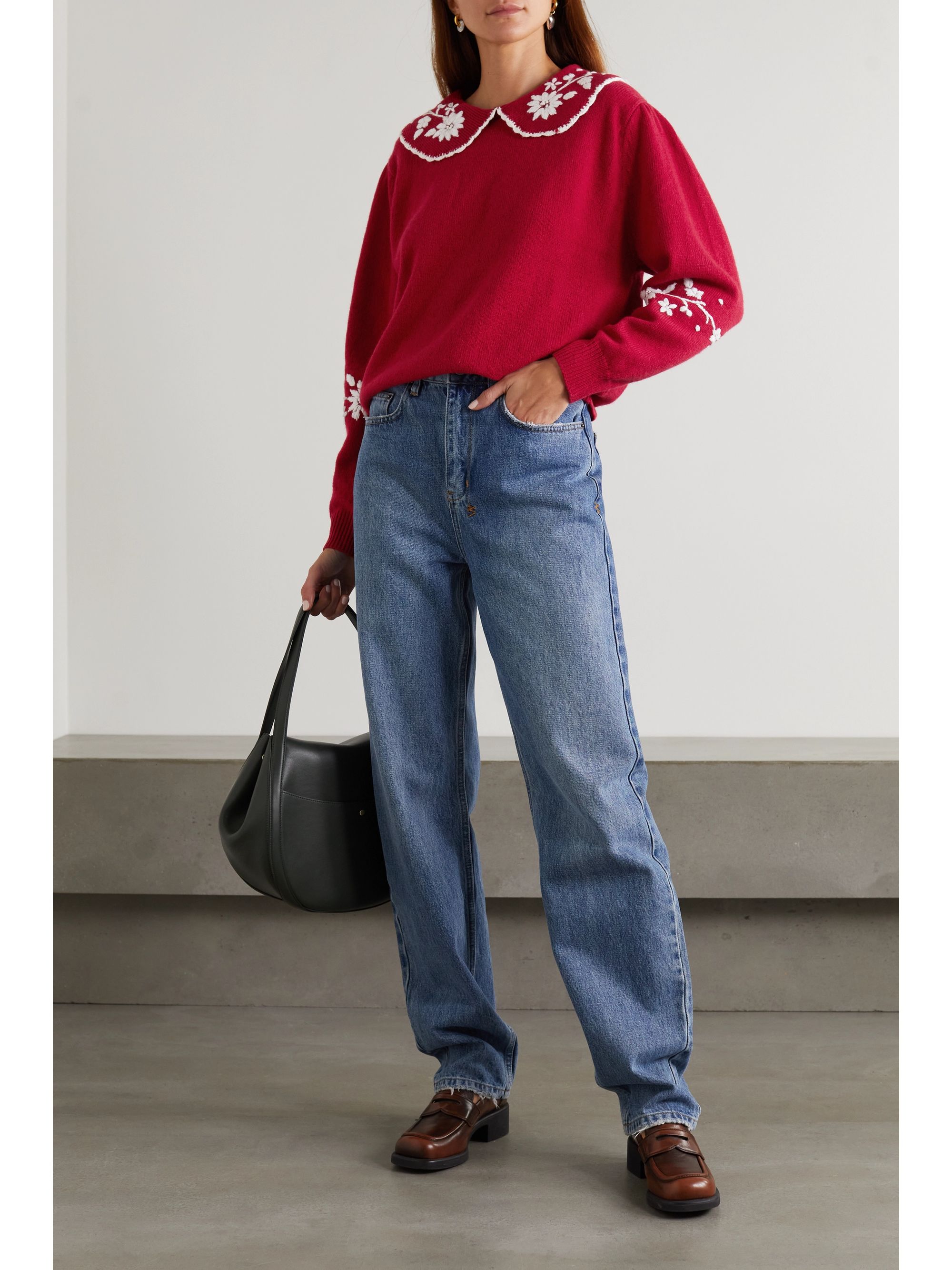 Rixo Lula embroidered wool sweater