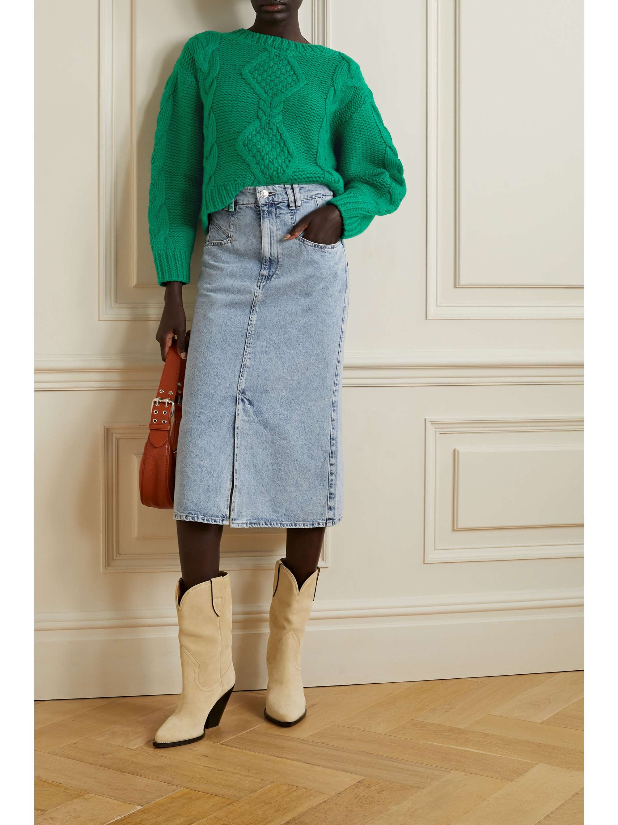 RIXO Darlene cable-knit wool-blend sweater