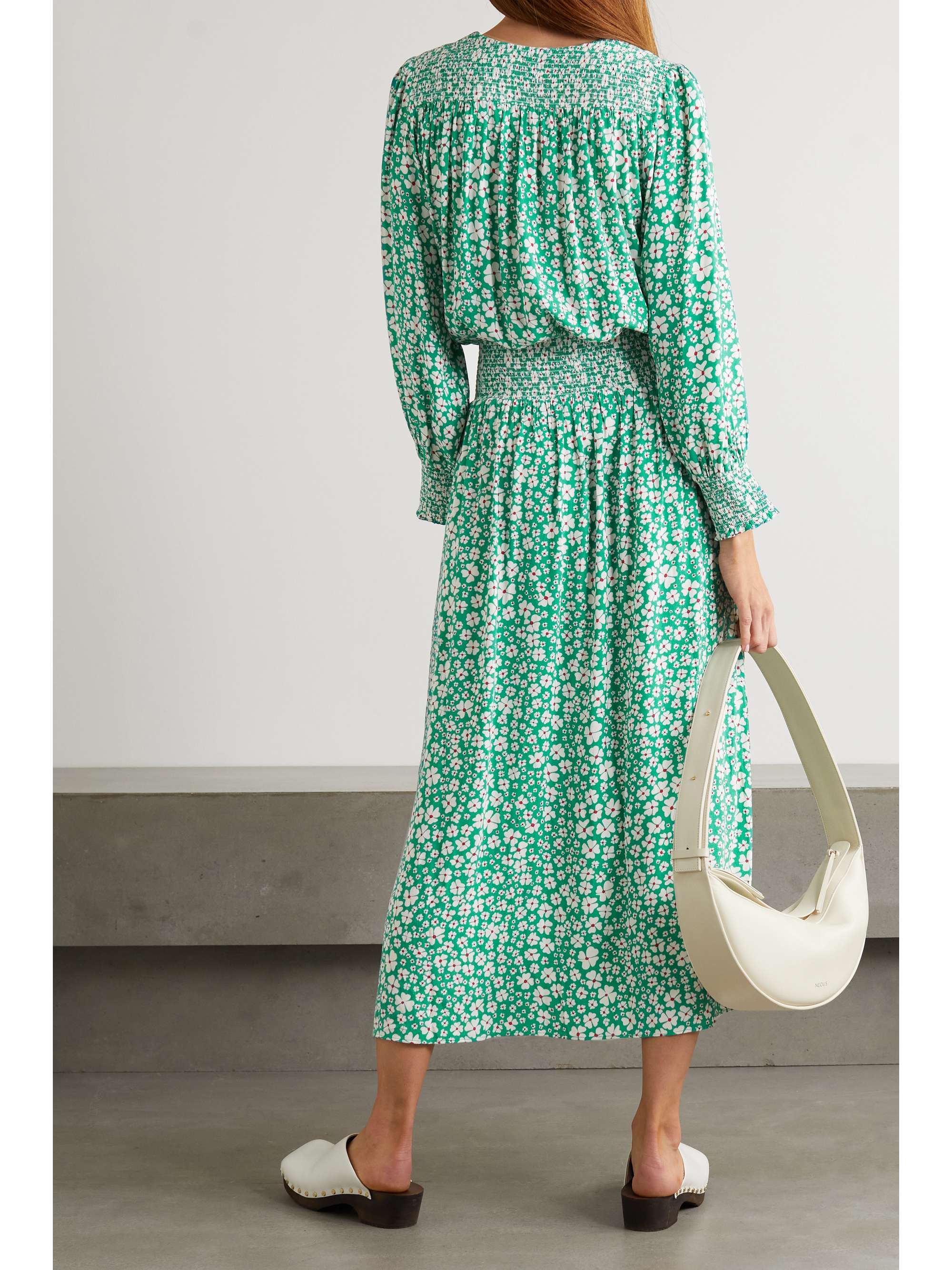 RIXO Marianna shirred floral-print crepe midi dress
