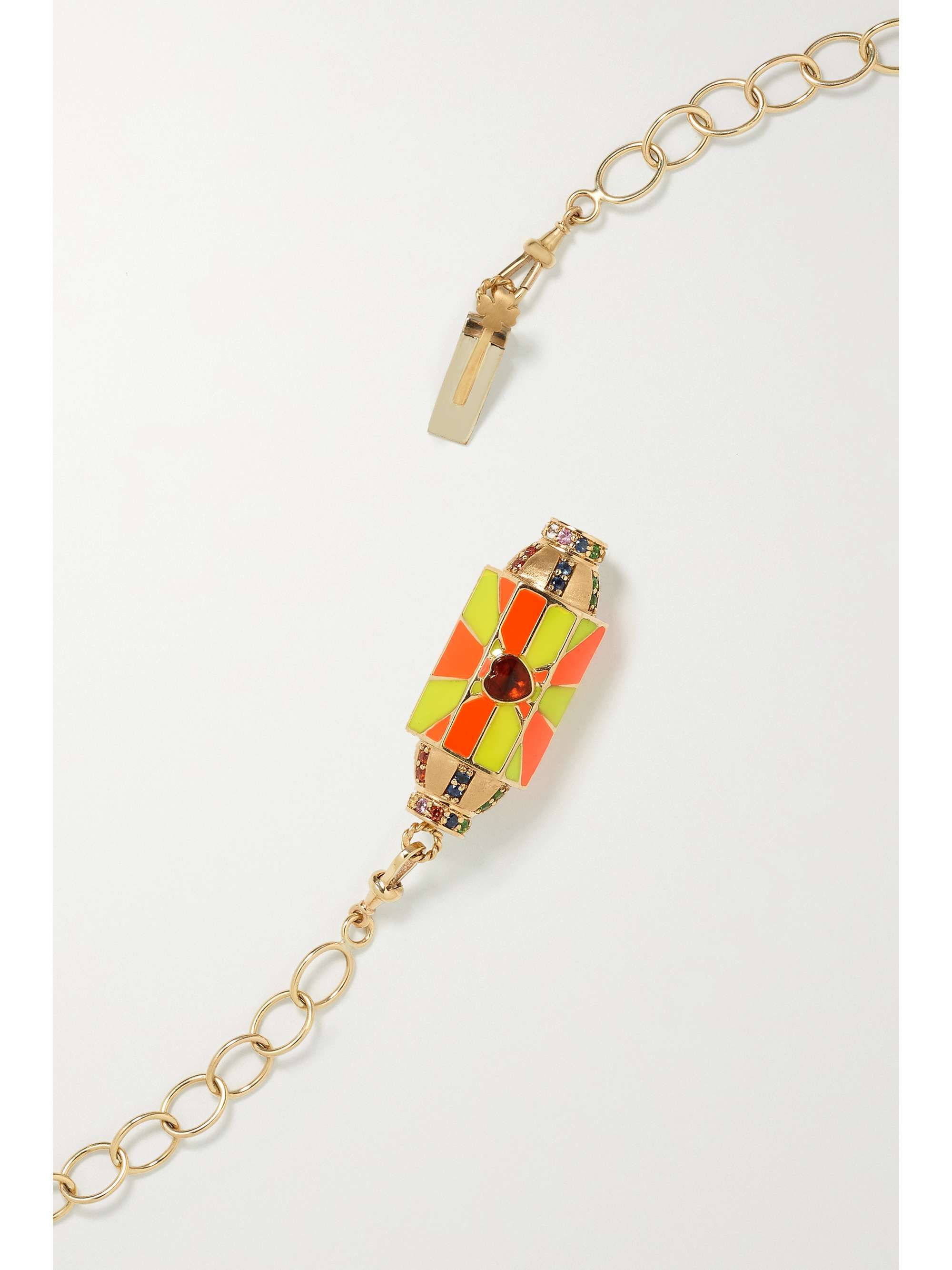 MARIE LICHTENBERG Candy Heart Punk convertible 14-karat gold, garnet, sapphire and enamel necklace