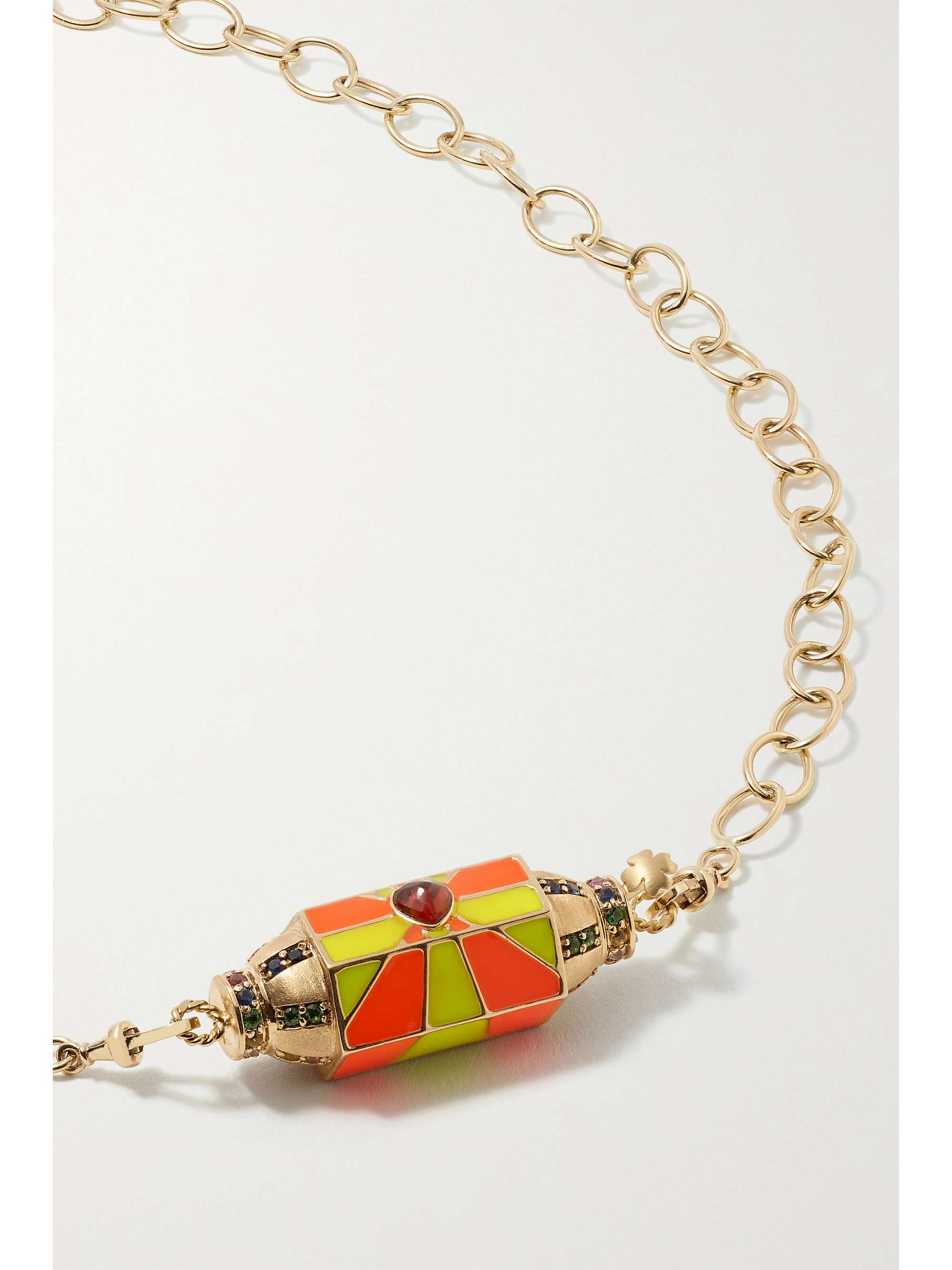 MARIE LICHTENBERG Candy Heart Punk convertible 14-karat gold, garnet, sapphire and enamel necklace