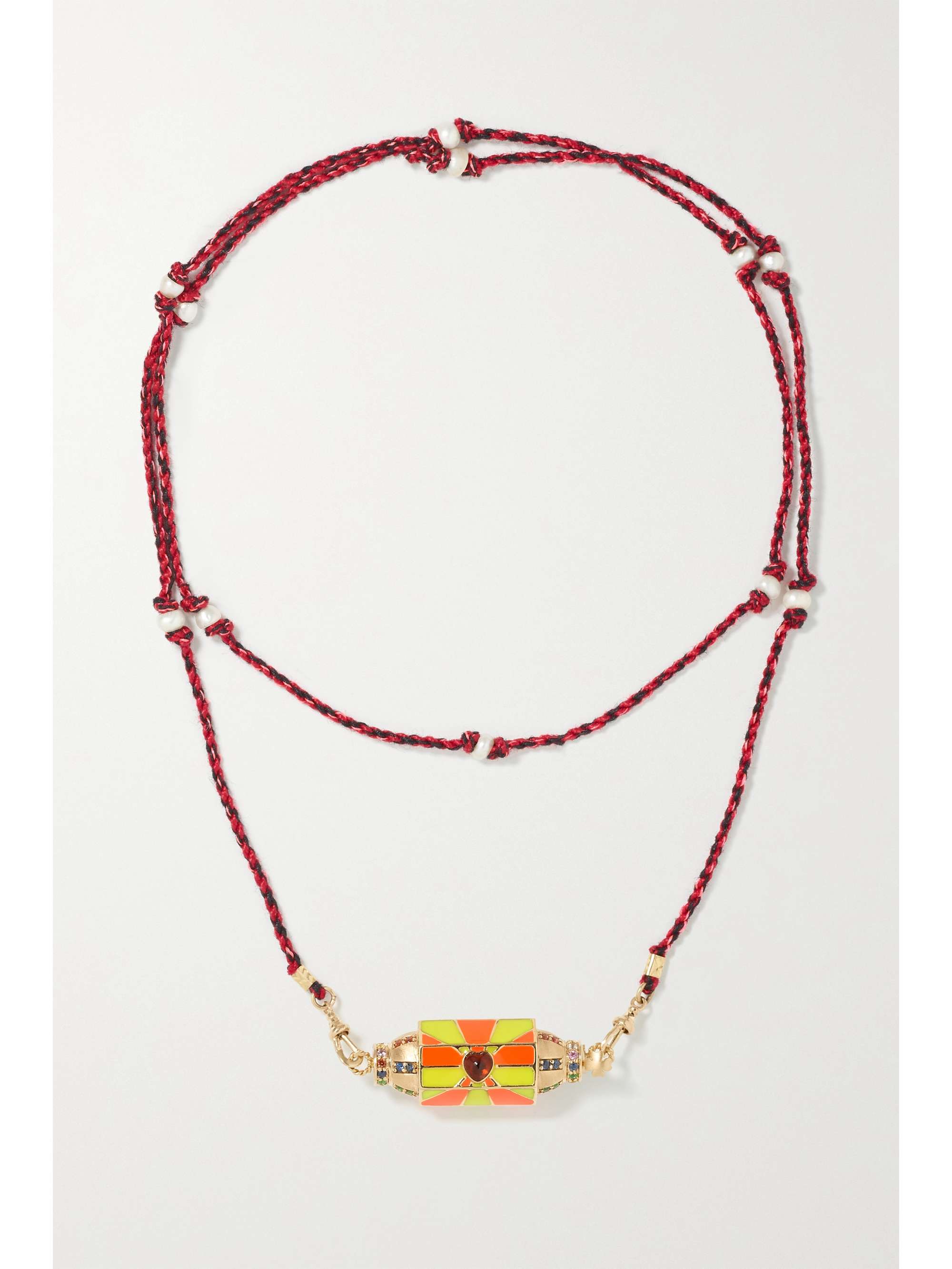 MARIE LICHTENBERG Candy Heart Punk convertible 14-karat gold, garnet, sapphire and enamel necklace