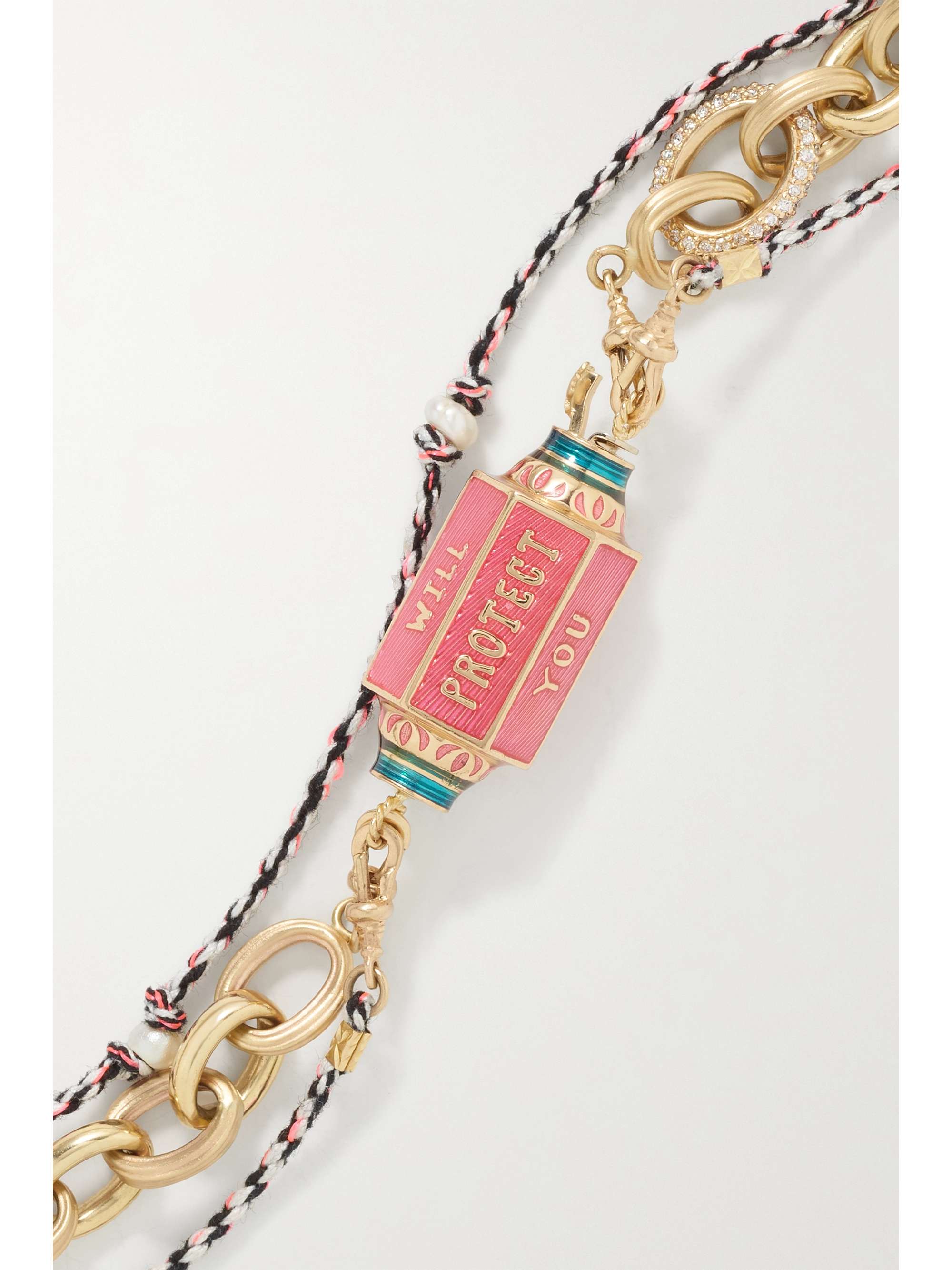 MARIE LICHTENBERG Eye Will 14- and 9-karat gold, enamel, diamond and pearl necklace