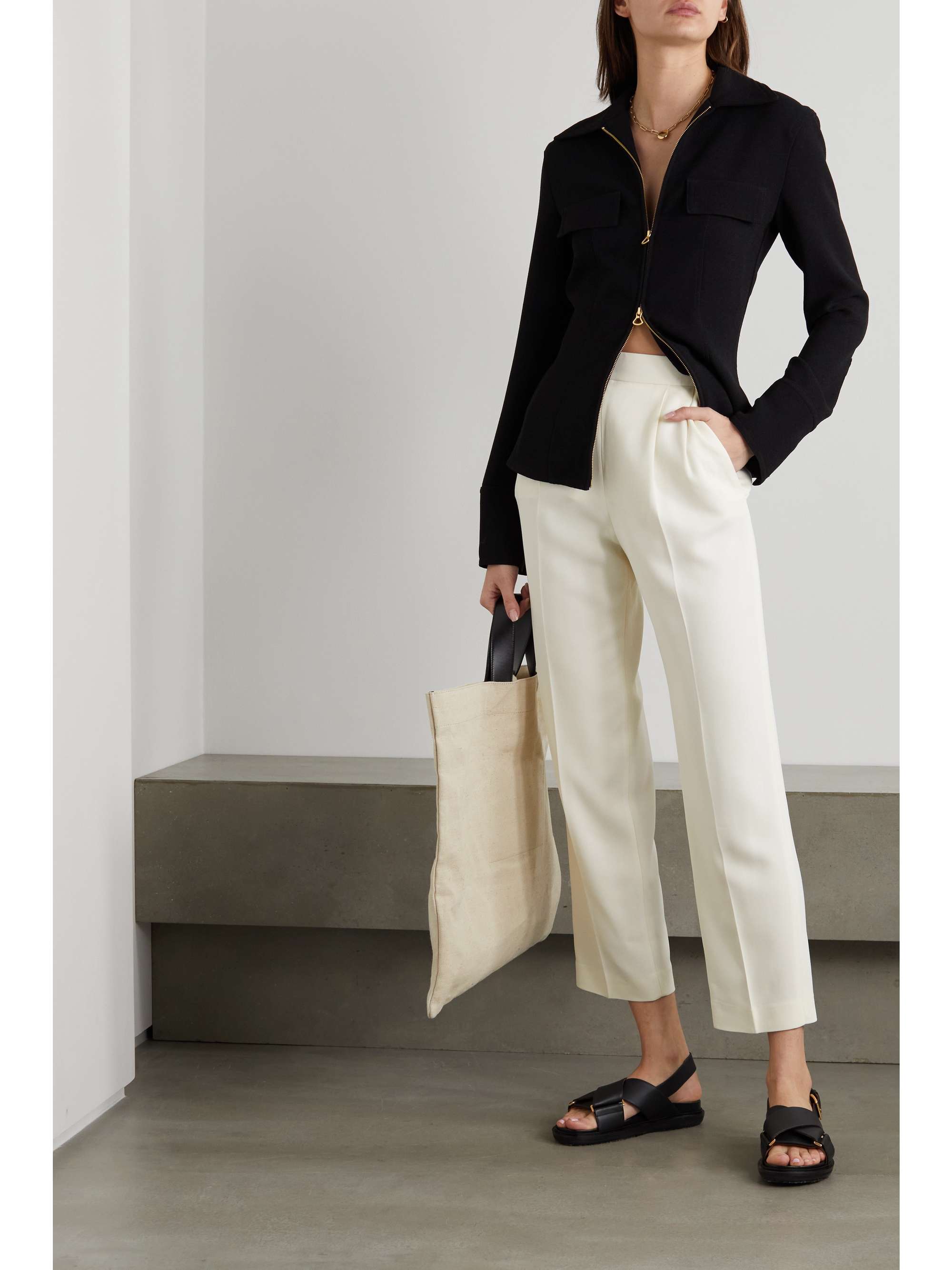 JOSEPH Thea cropped stretch-cady tapered pants